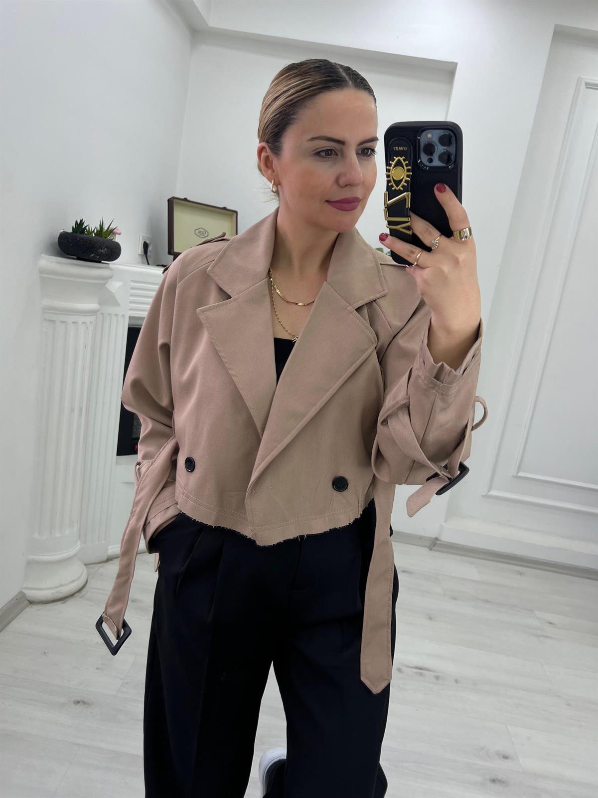 9306 Reglan Kısa Ceket CAMEL