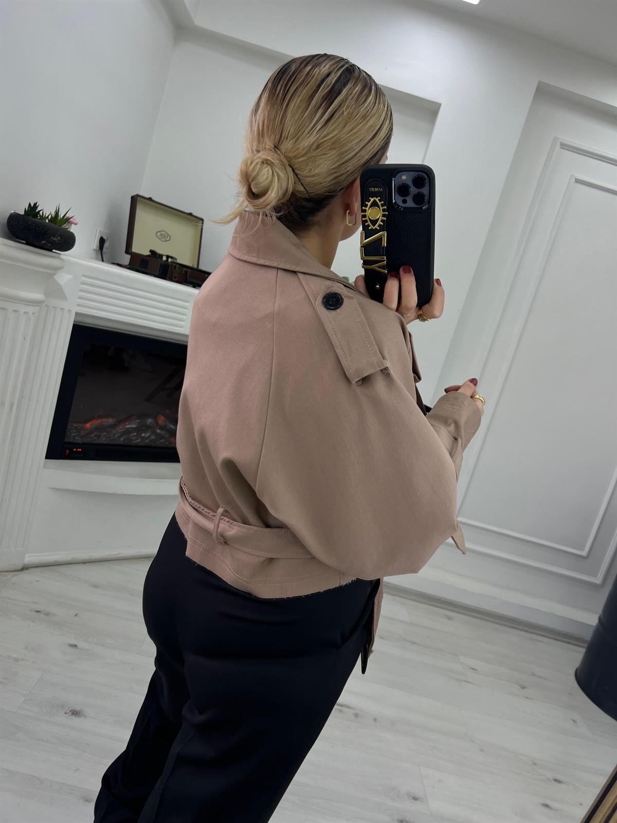 9306 Reglan Kısa Ceket CAMEL