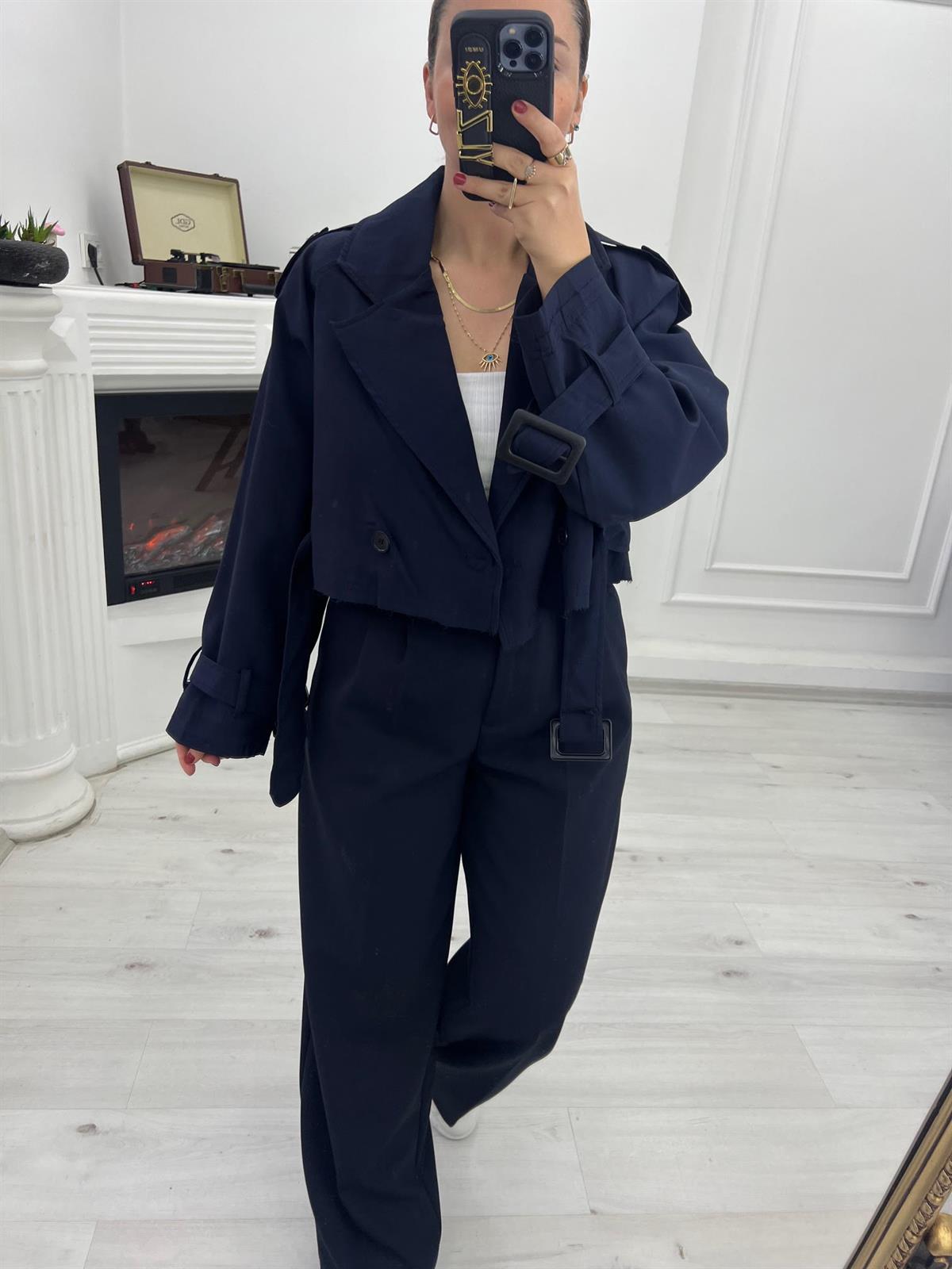 9306 Reglan Kısa Ceket LACİVERT