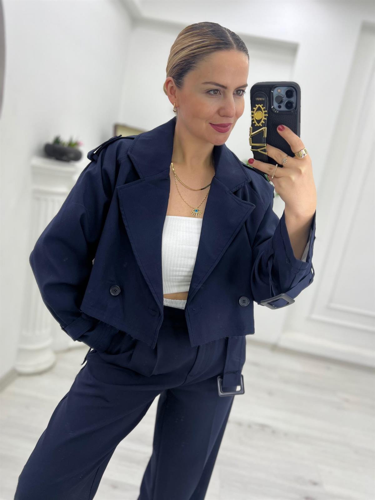 9306 Reglan Kısa Ceket LACİVERT