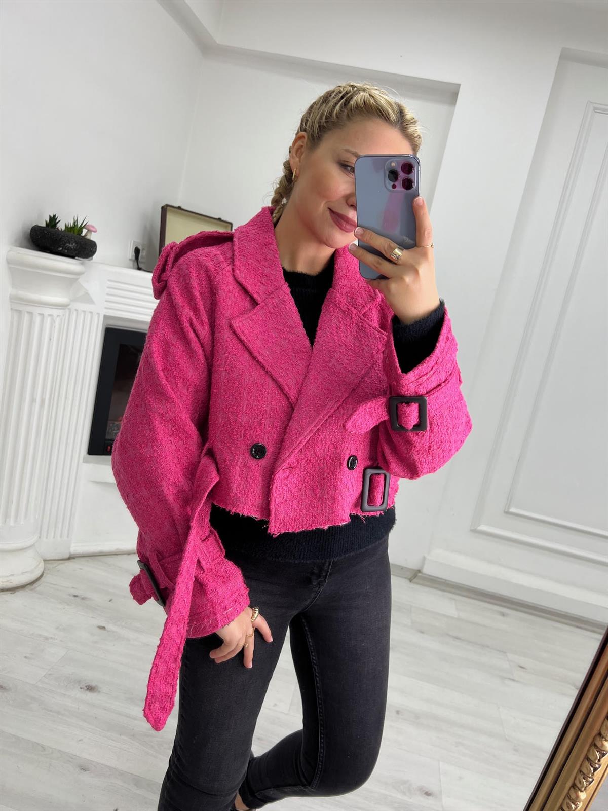 9315 Kısa Ceket PEMBE