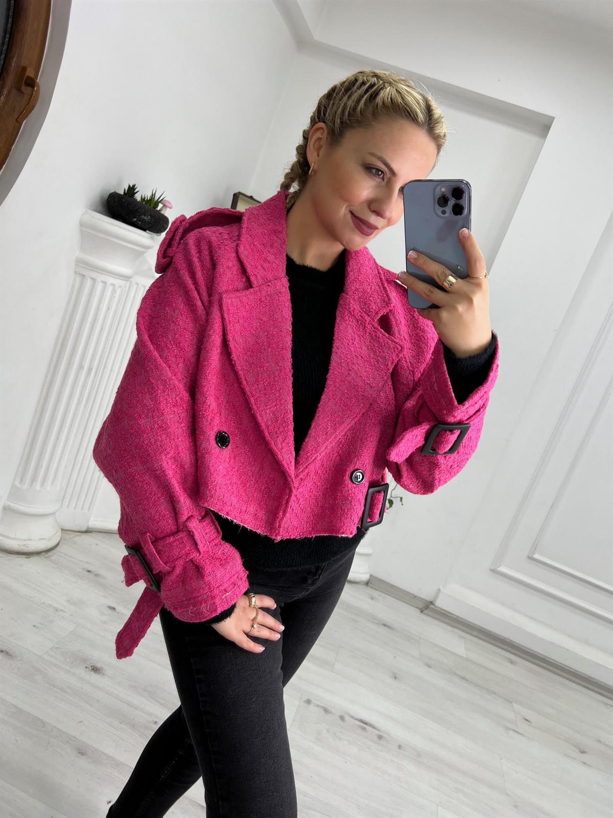 9315 Kısa Ceket PEMBE