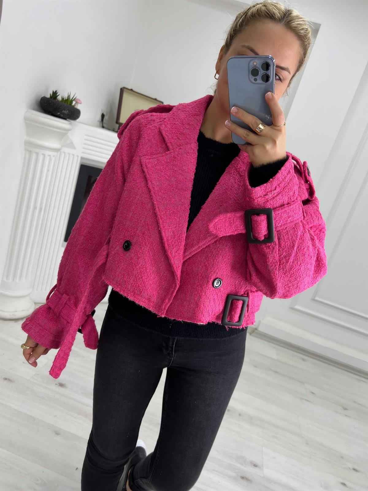 9315 Kısa Ceket PEMBE