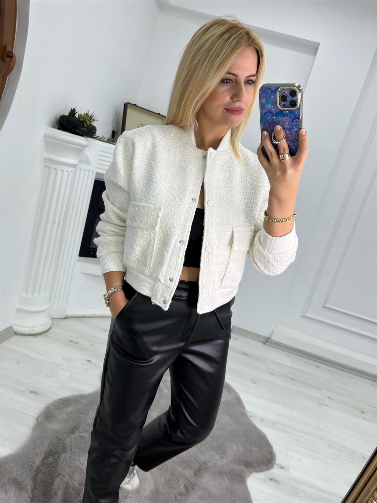 9346 Chanel Ceket BEYAZ