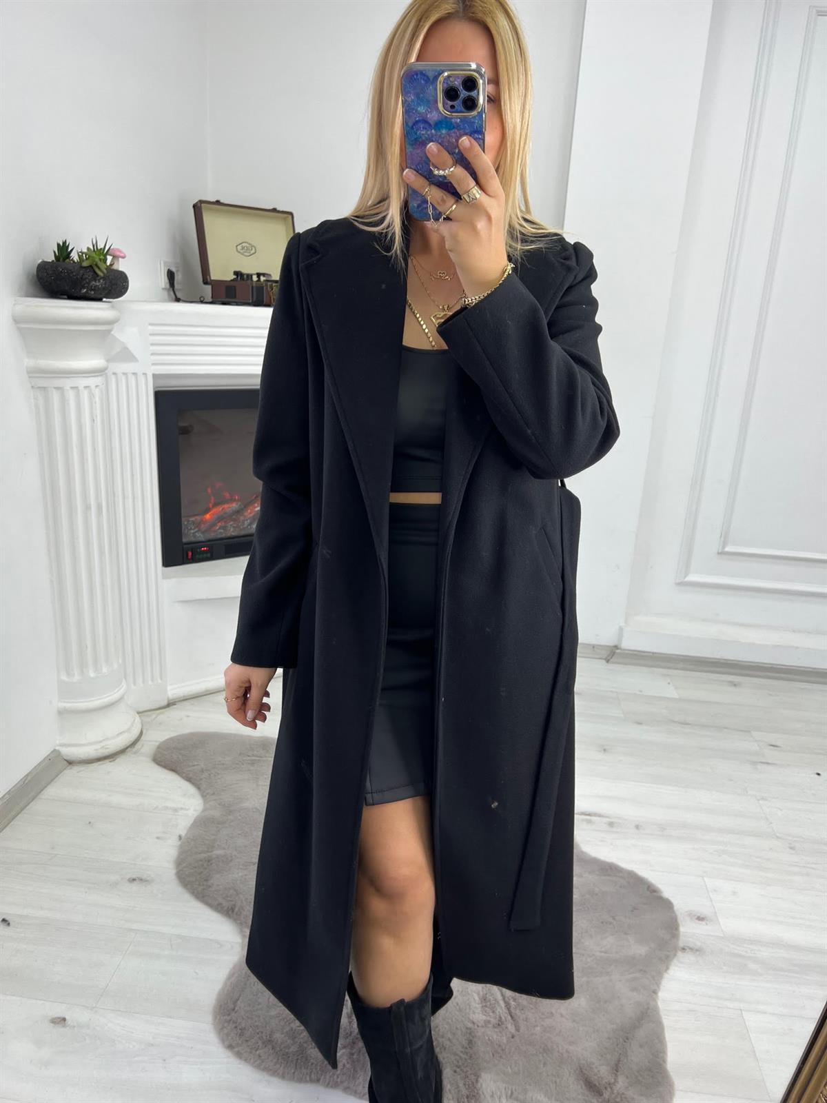 9350 Kaşe Kaban SİYAH
