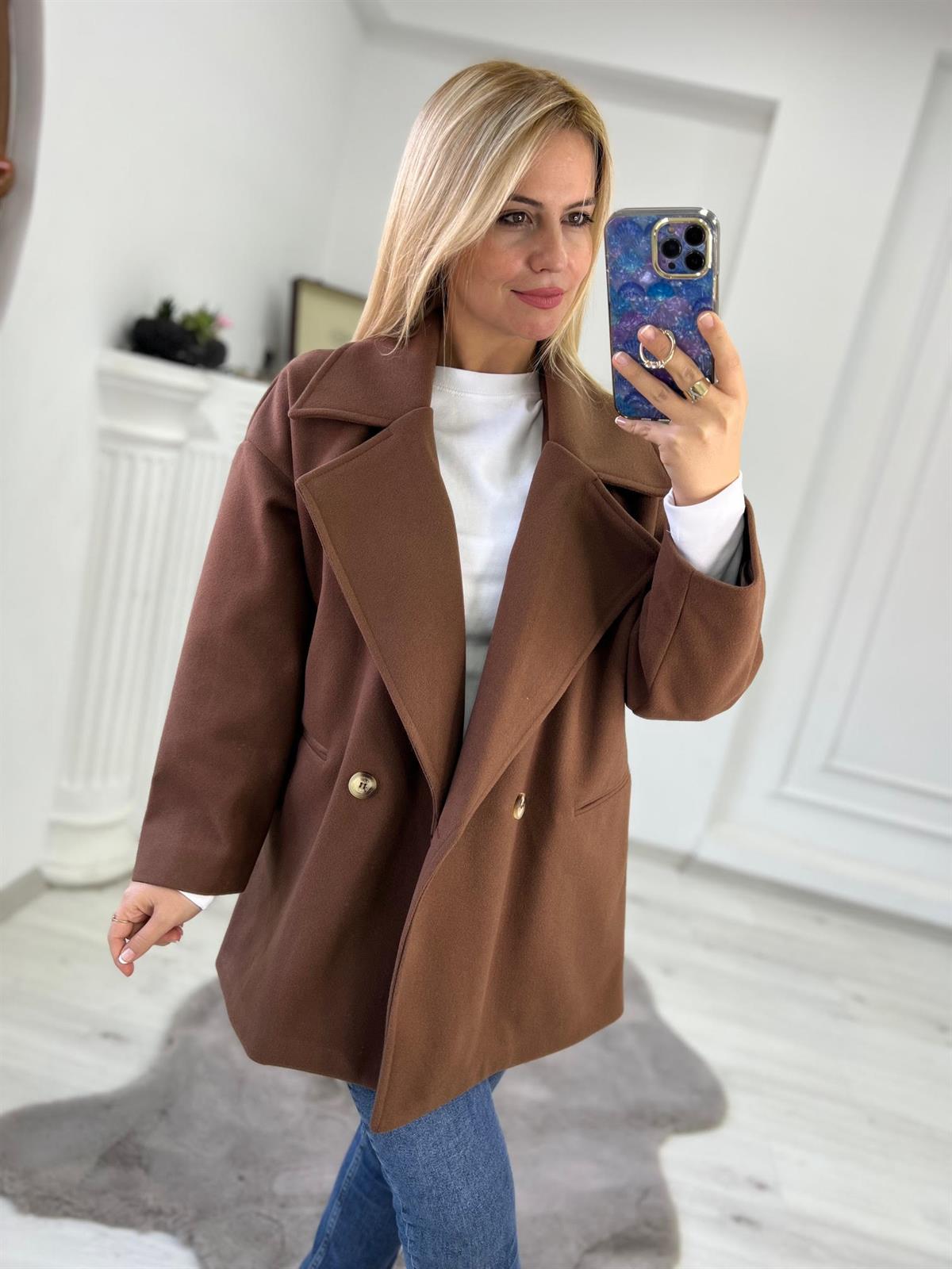 9357 Kaşe Kaban KAHVE