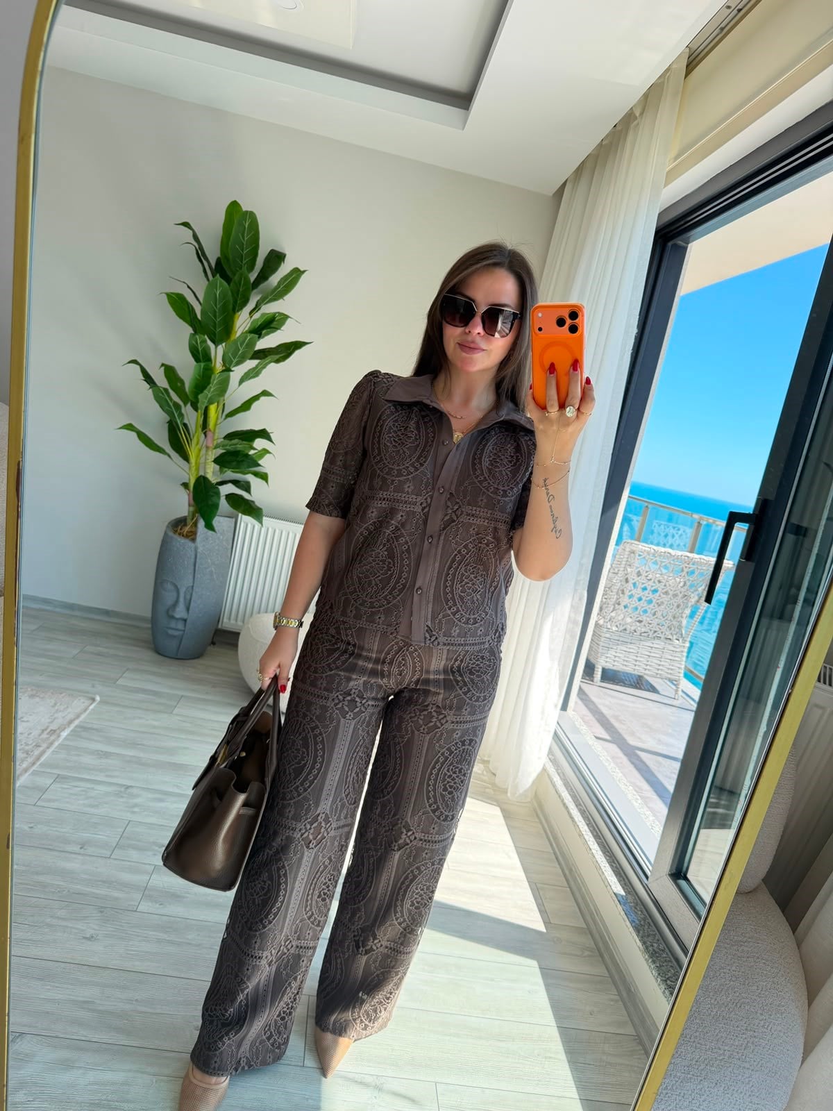 9615 Ajurlu Pantalon KAHVE