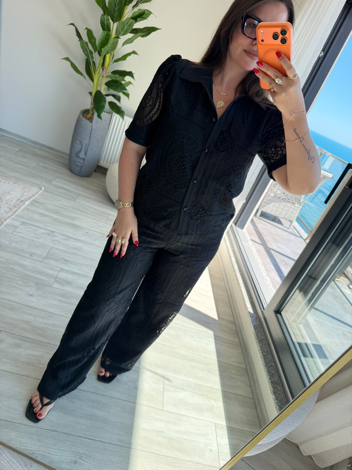 9615 Ajurlu Pantalon SİYAH