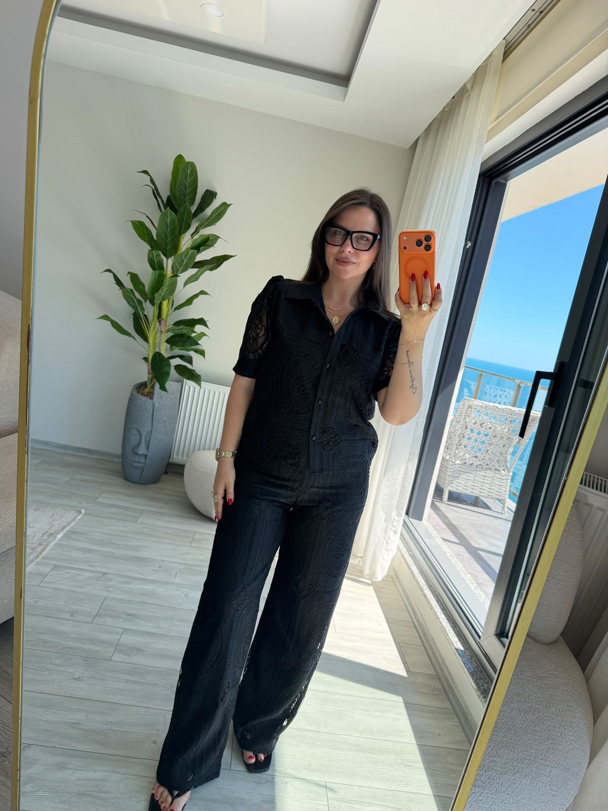 9615 Ajurlu Pantalon SİYAH