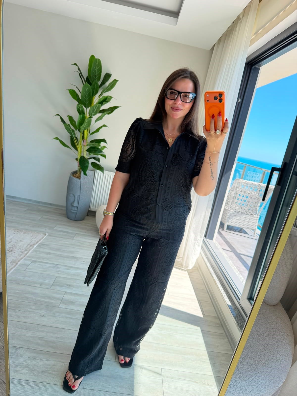 9615 Ajurlu Pantalon SİYAH