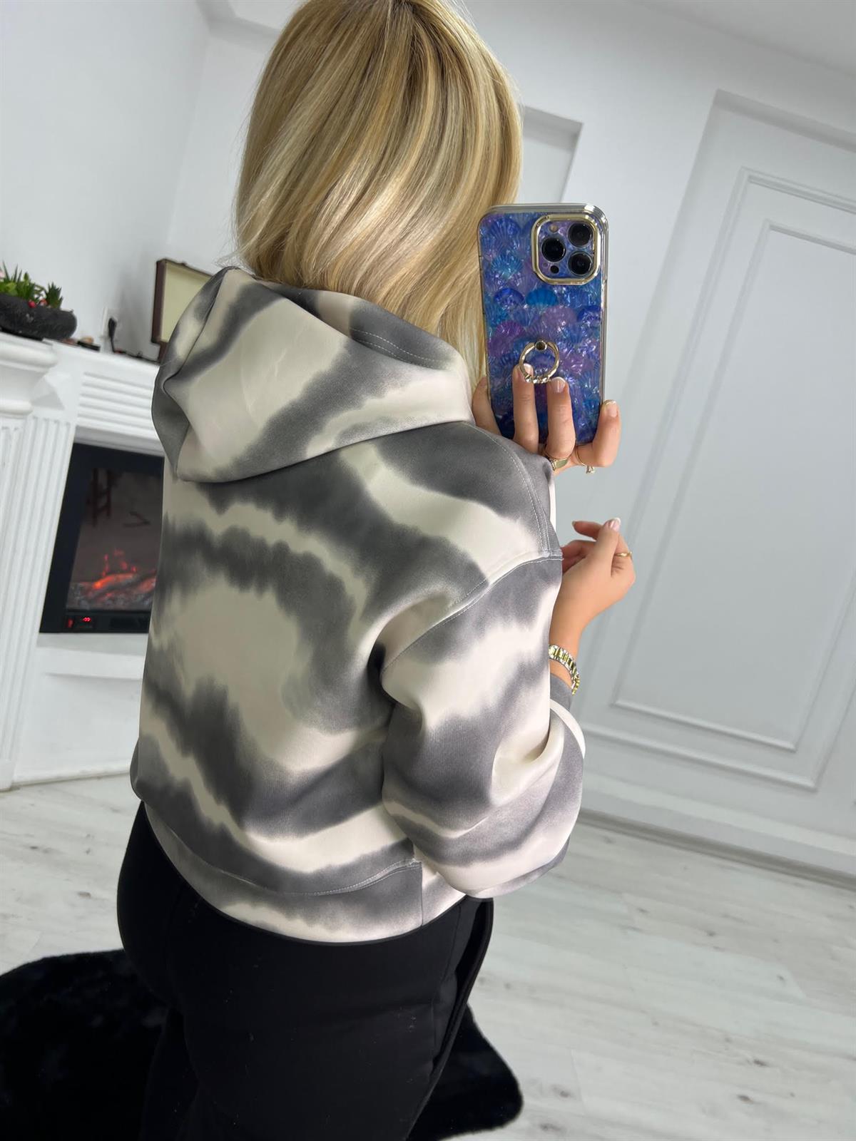 9909 Montreal Baskı Sweat FÜME