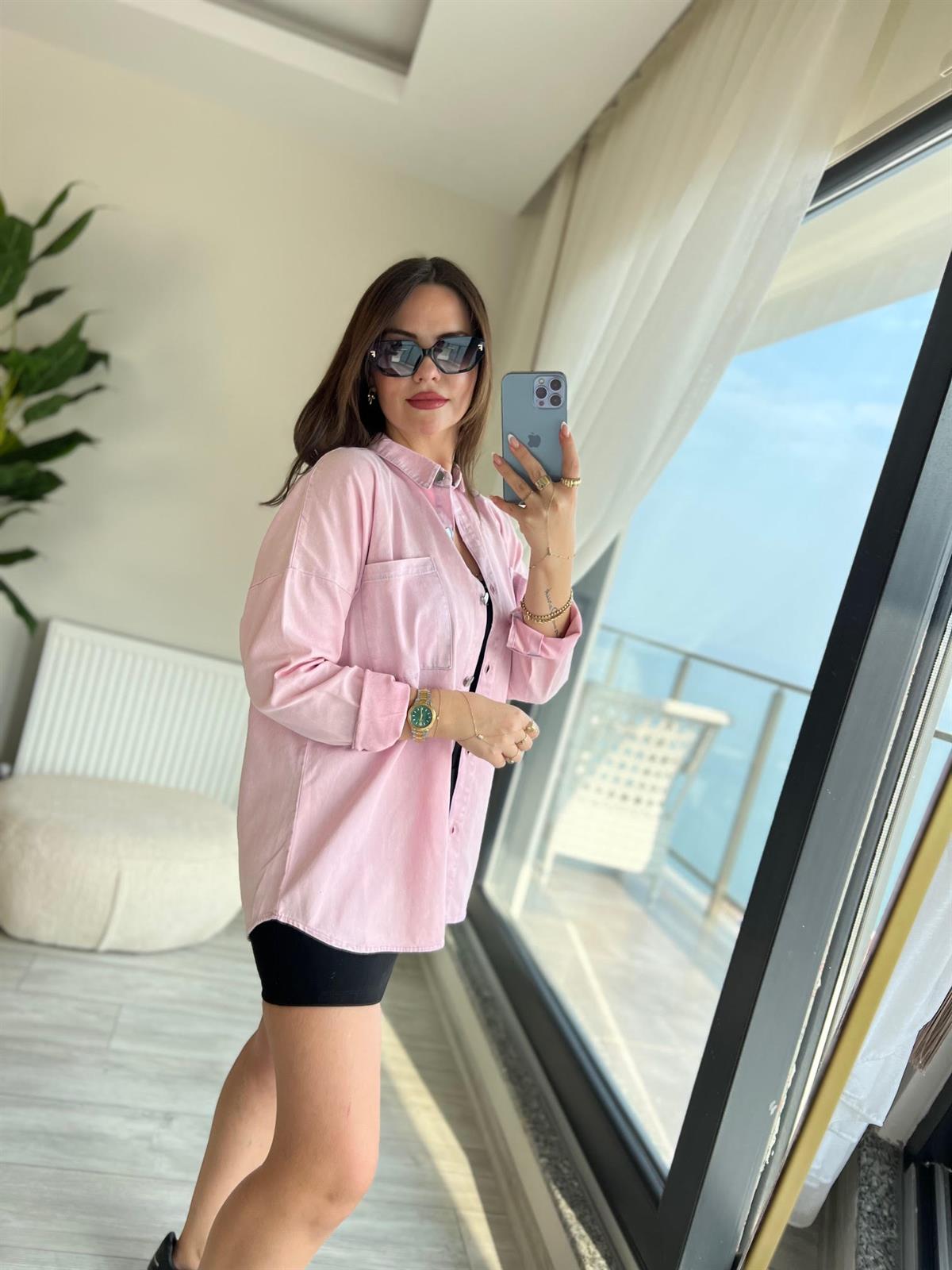 Arkası Armalı Gömlek TOZ PEMBE