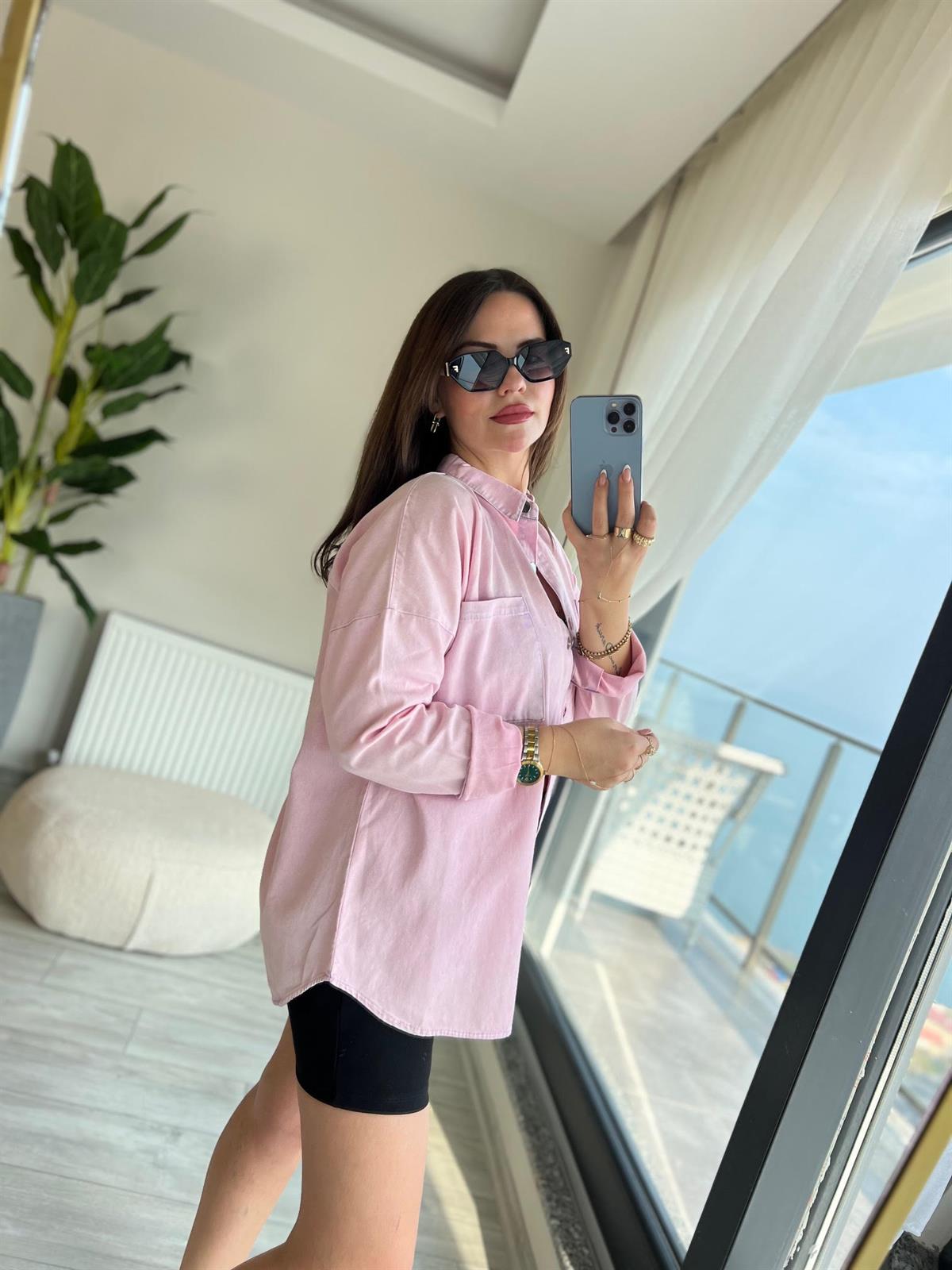 Arkası Armalı Gömlek TOZ PEMBE