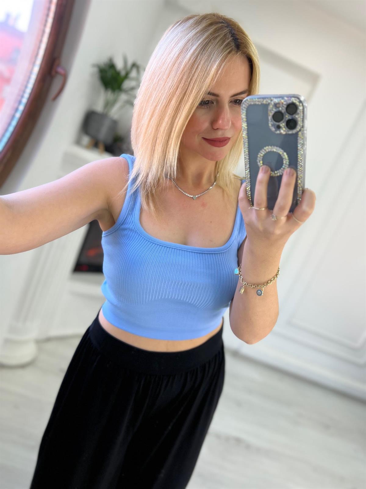 Askılı Crop MAVİ