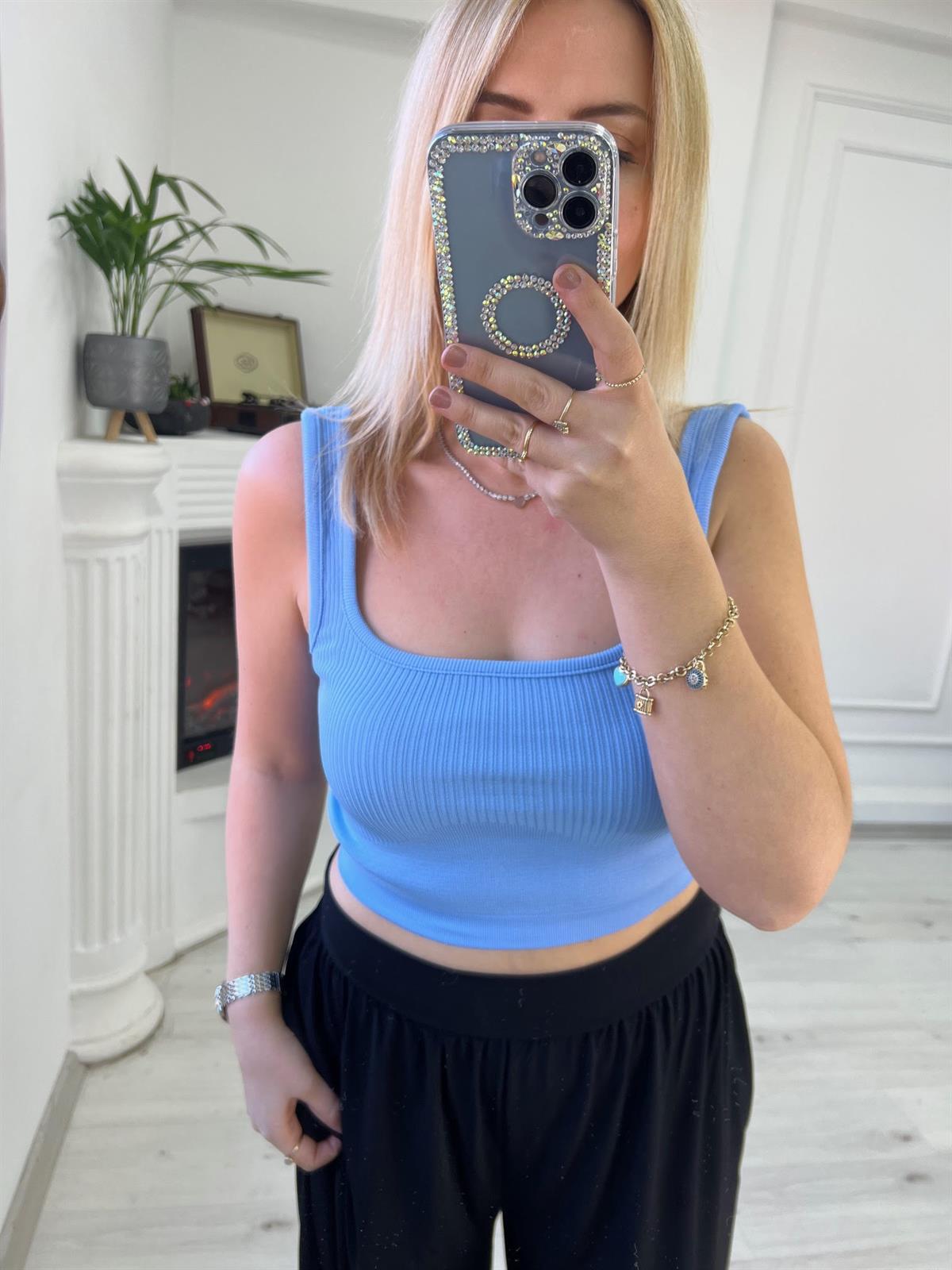 Askılı Crop MAVİ