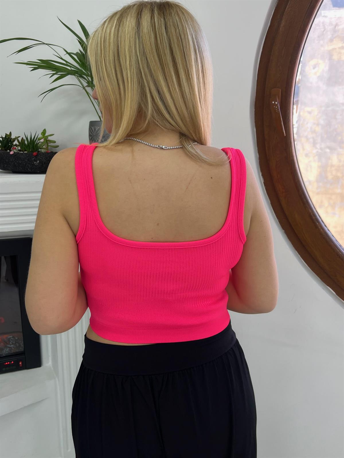 Askılı Crop PEMBE