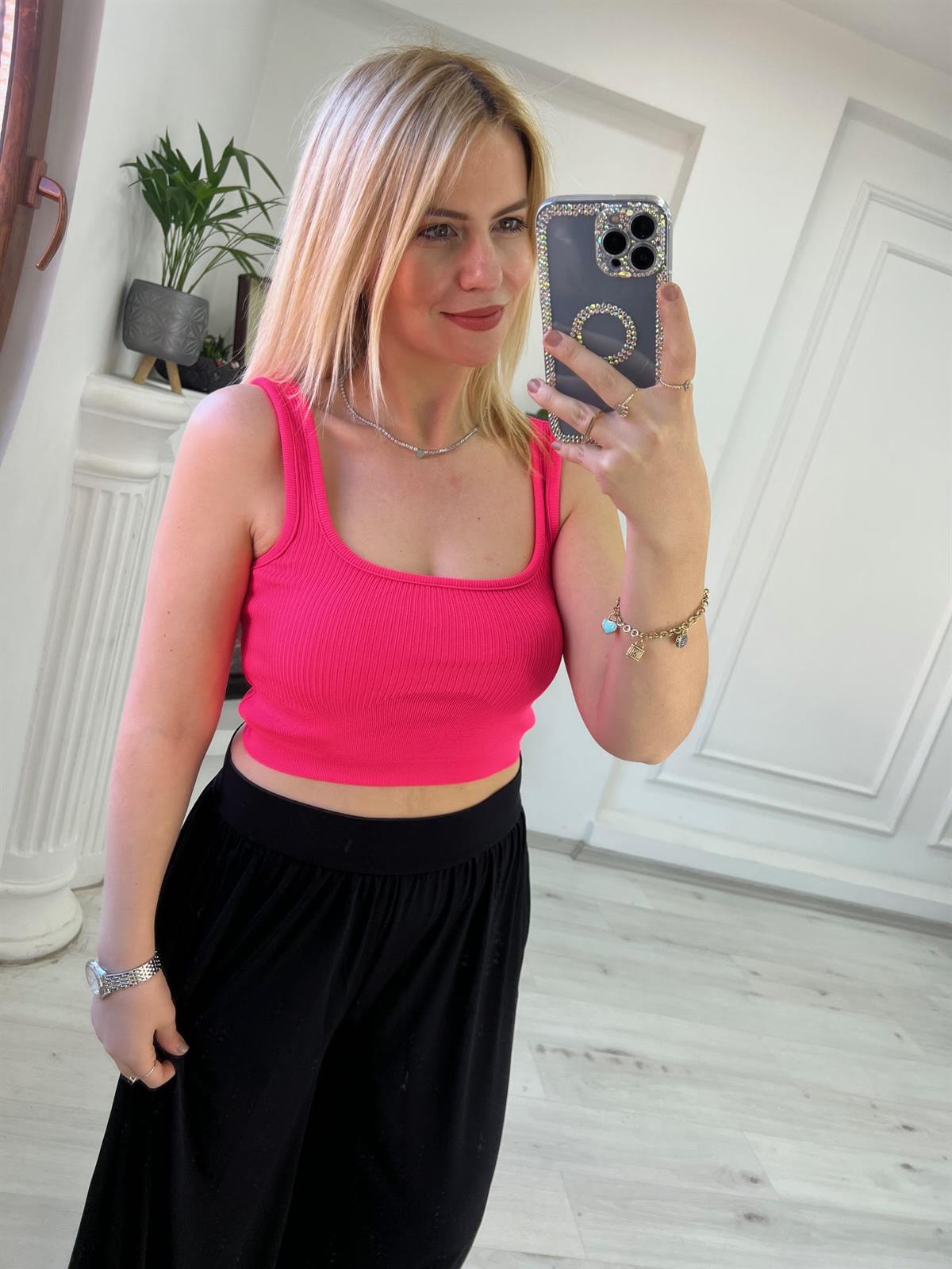 Askılı Crop PEMBE