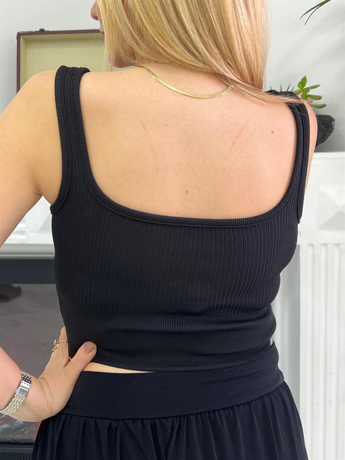 Askılı Crop SİYAH