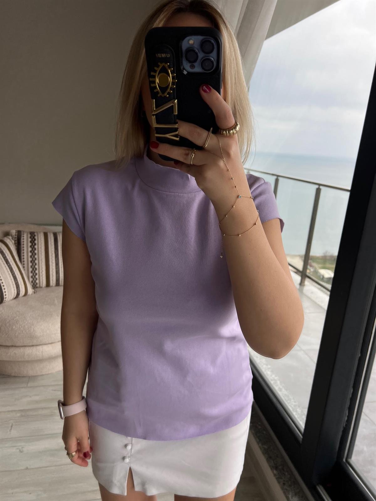 Balıkçı Yaka Tshirt LİLA