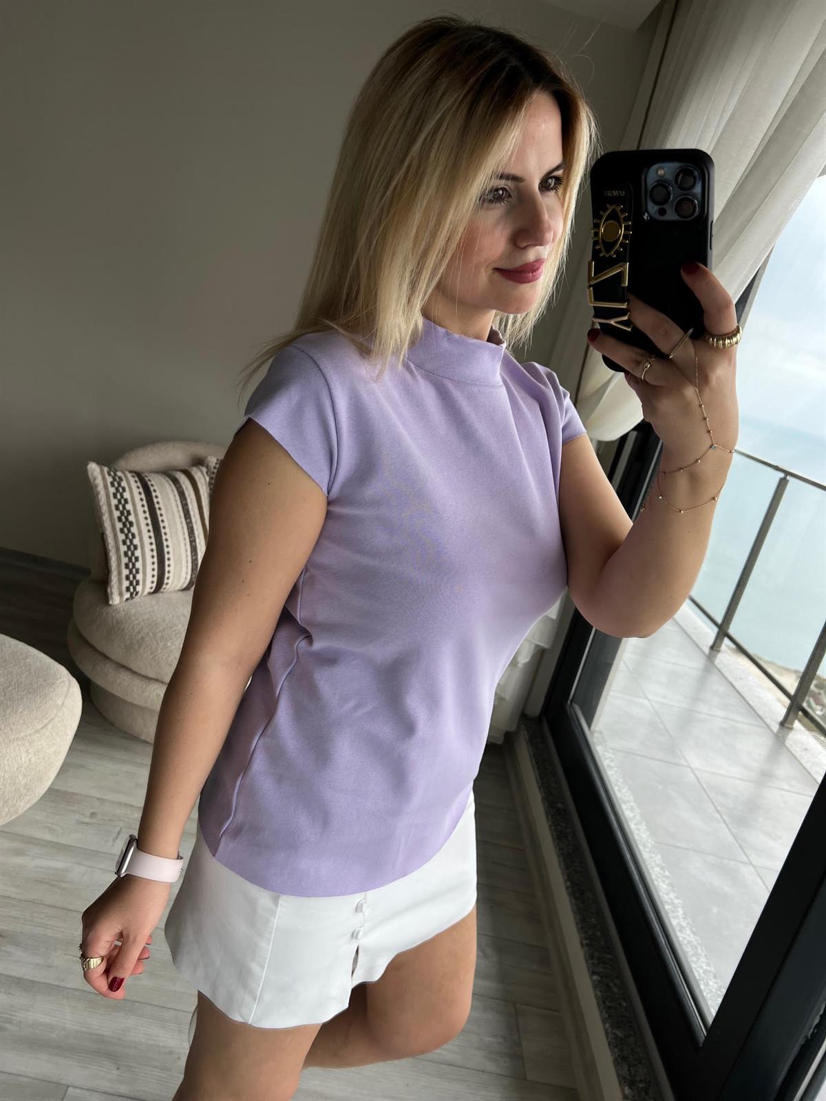 Balıkçı Yaka Tshirt LİLA