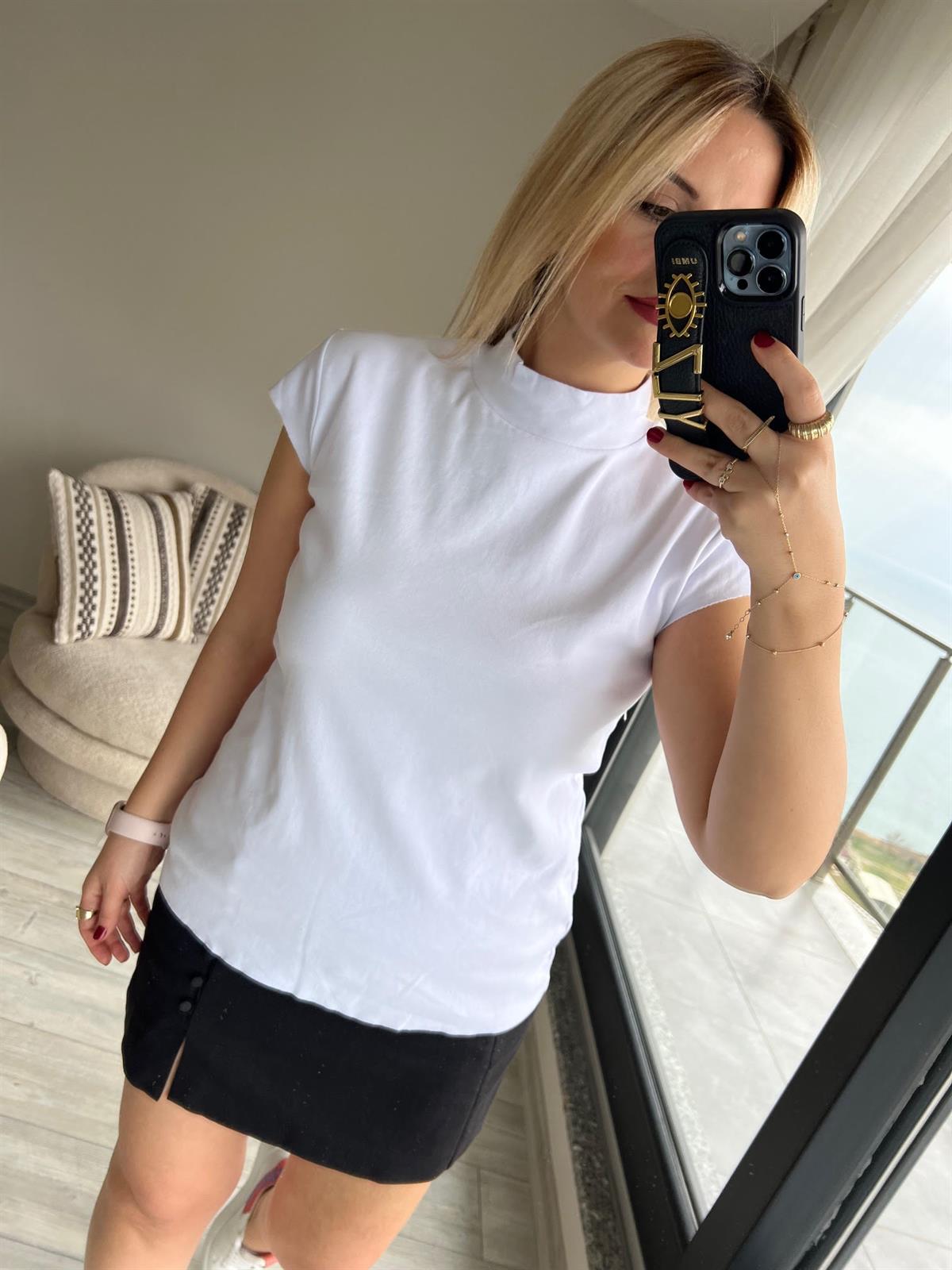 Balıkçı Yaka Tshirt BEYAZ