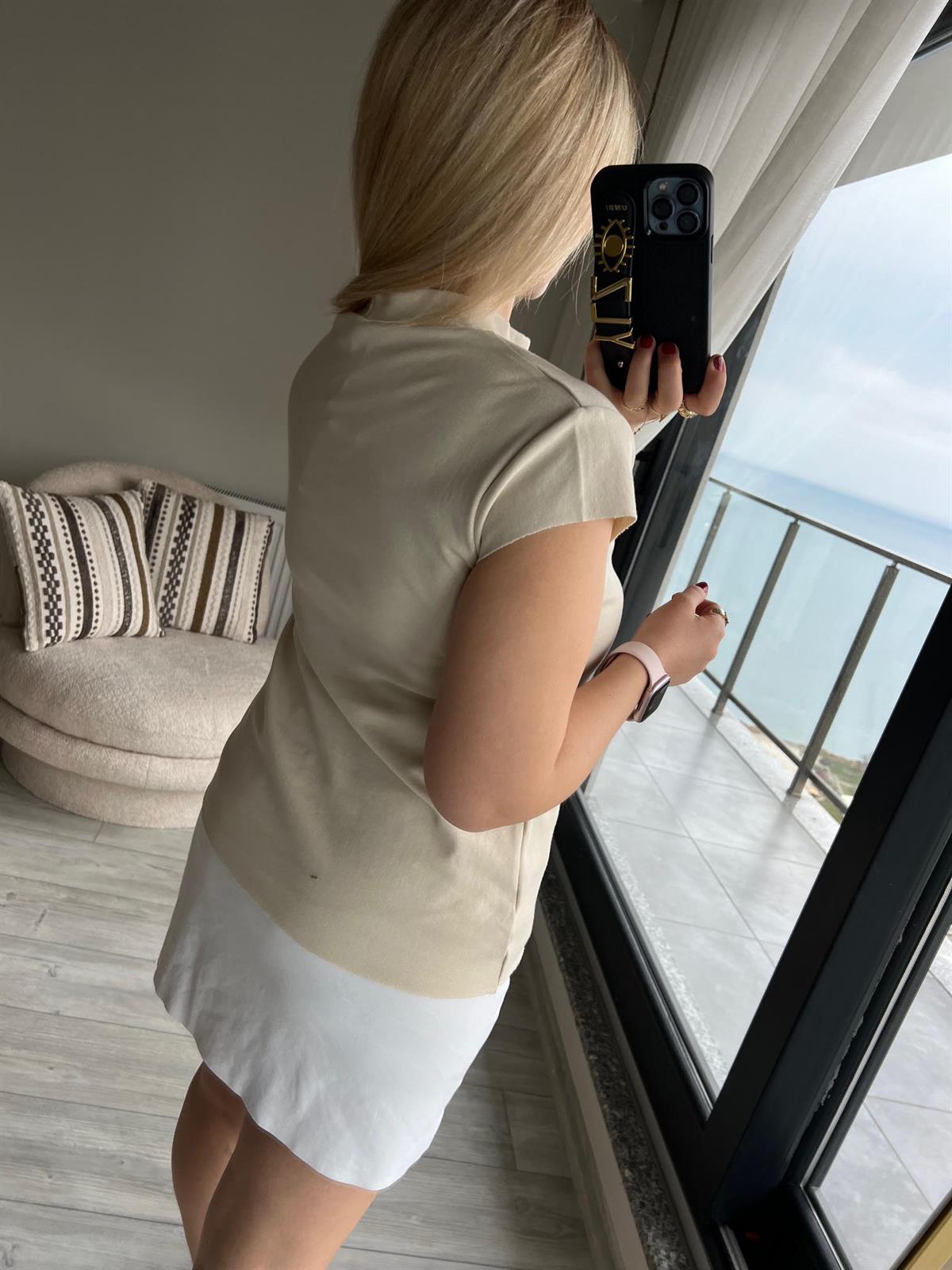 Balıkçı Yaka Tshirt BEJ
