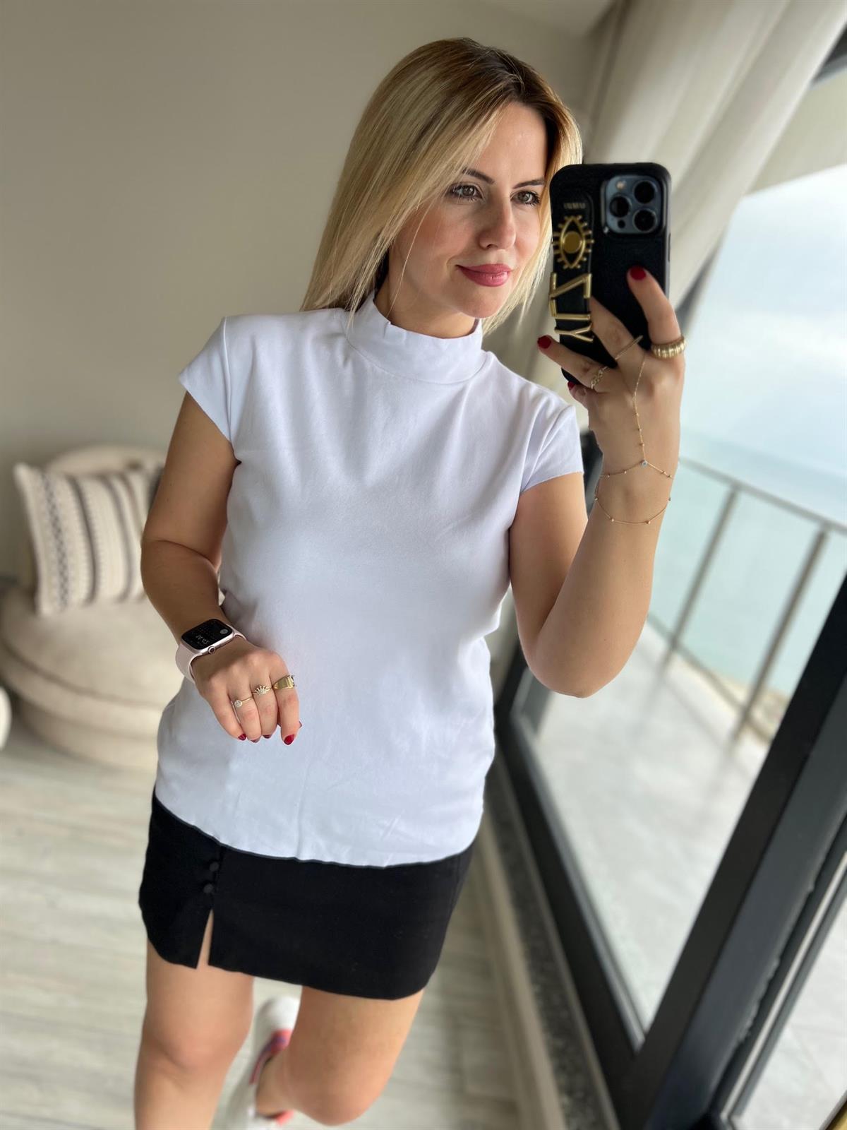 Balıkçı Yaka Tshirt BEYAZ