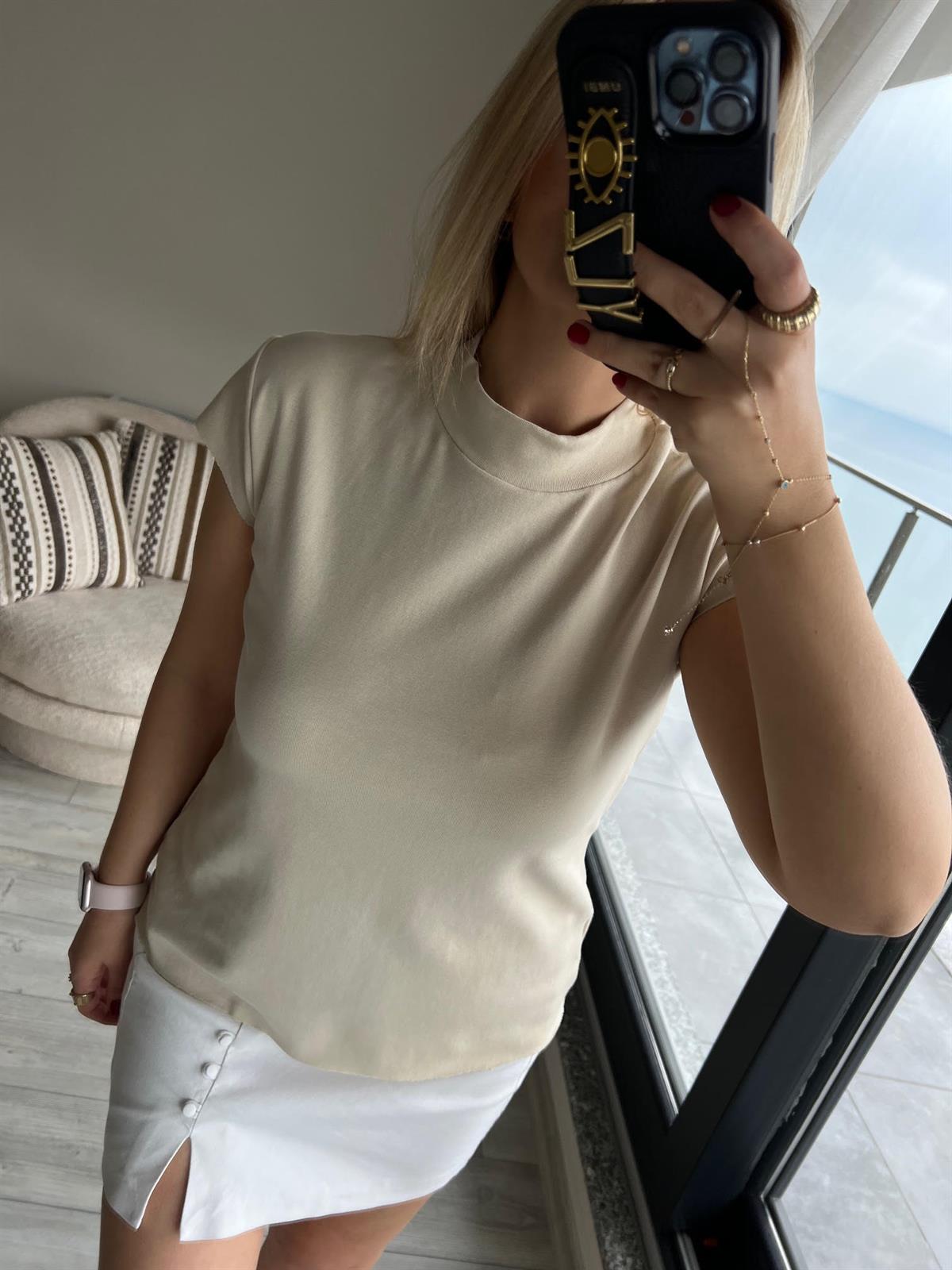 Balıkçı Yaka Tshirt BEJ