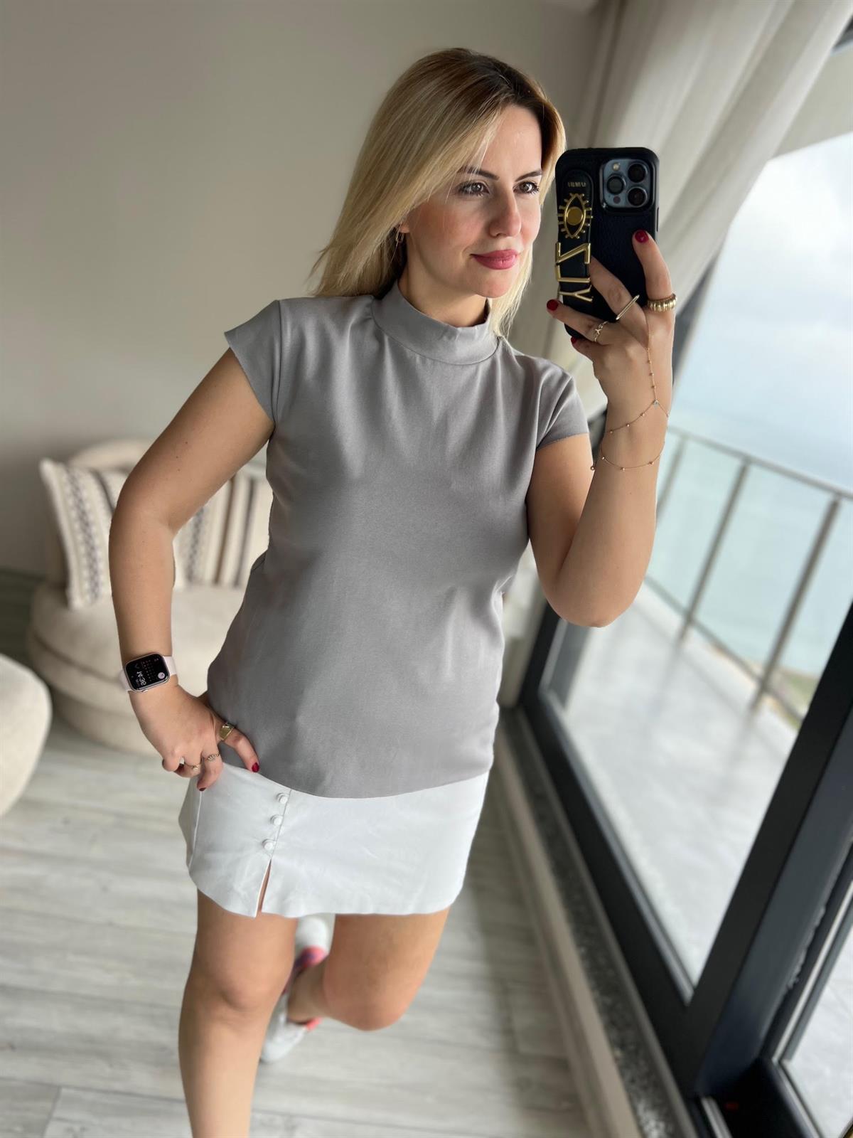 Balıkçı Yaka Tshirt GRİ