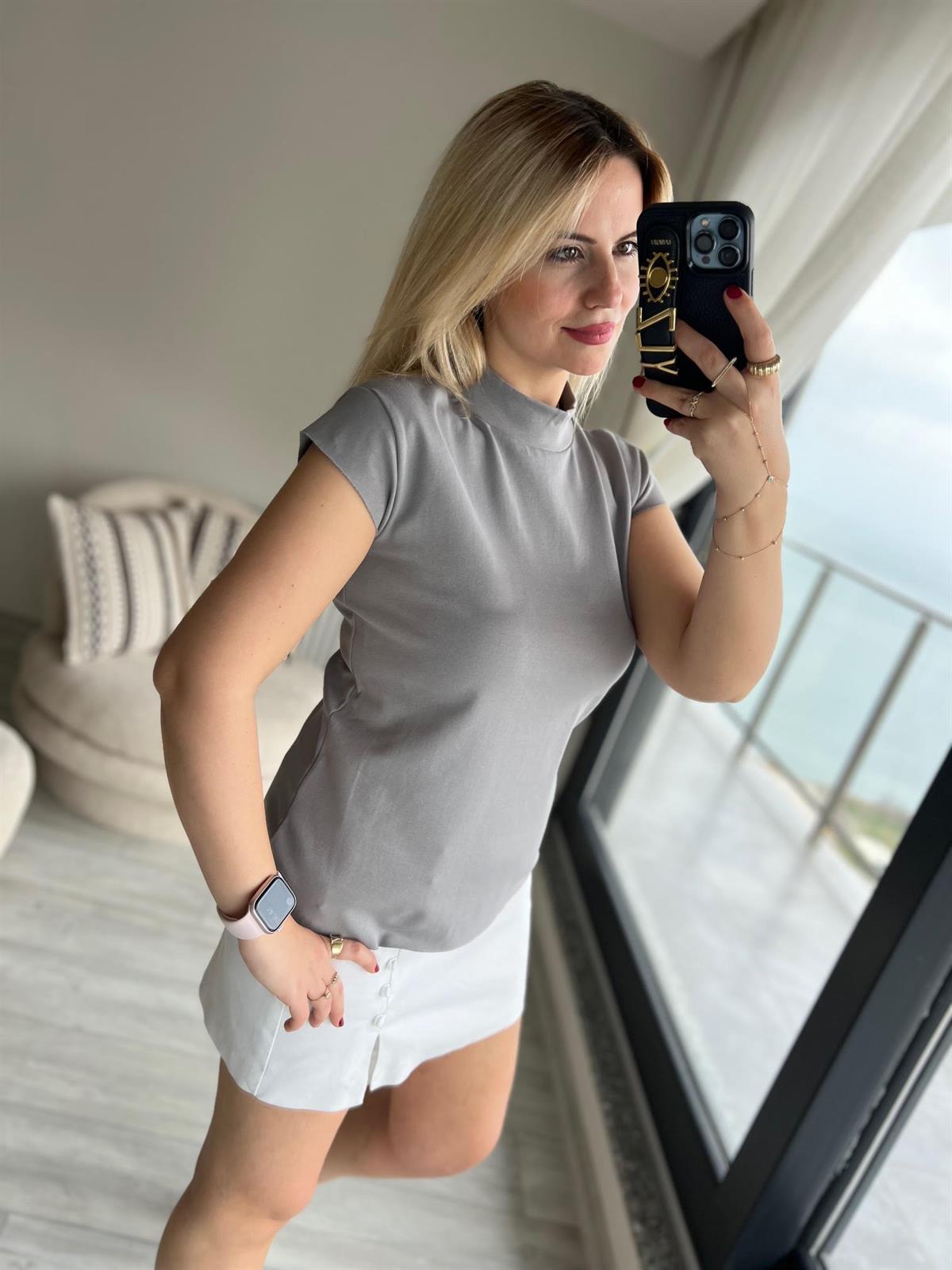 Balıkçı Yaka Tshirt GRİ
