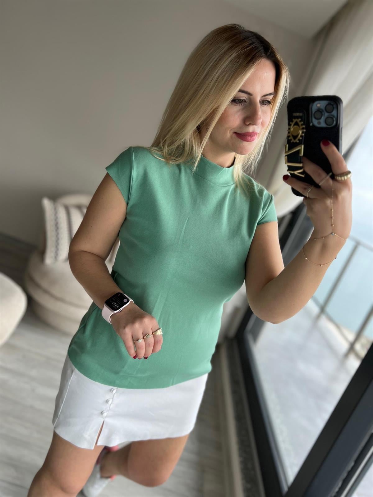 Balıkçı Yaka Tshirt YEŞİL