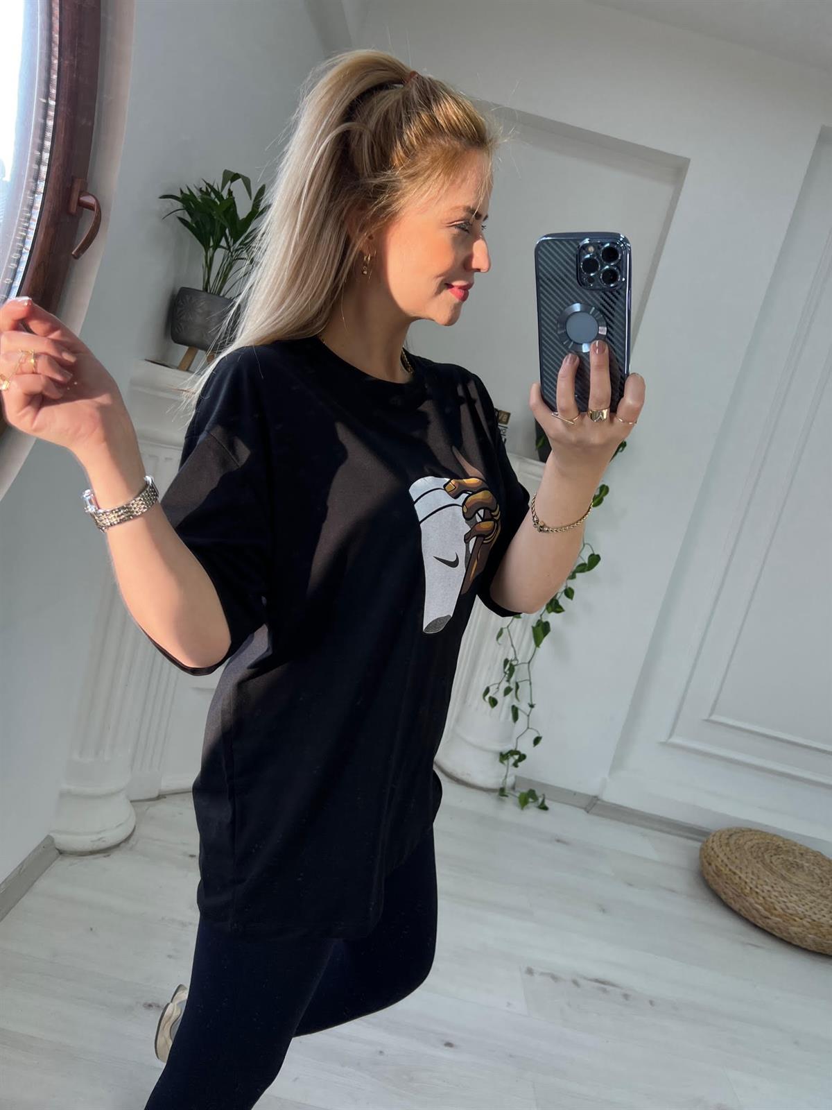 Bardak Baskılı Tshirt SİYAH