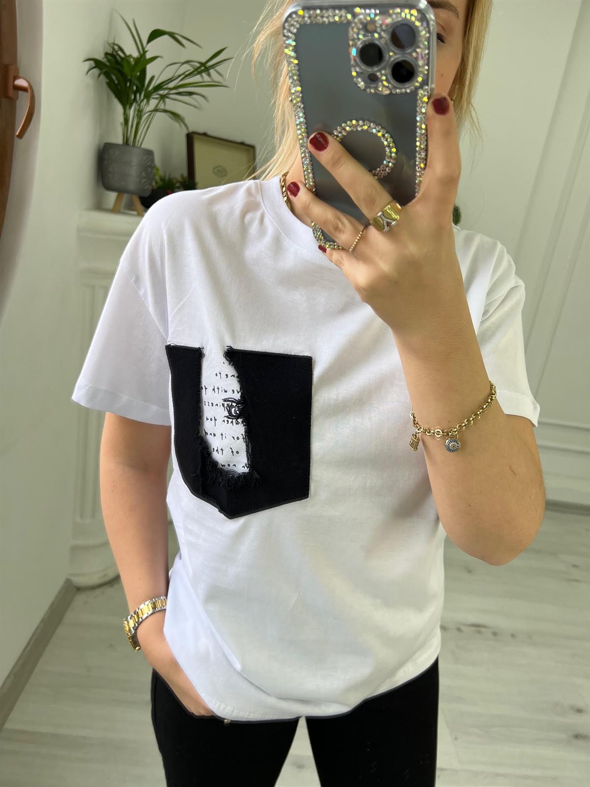 Beyaz Cepli Tshirt BEYAZ