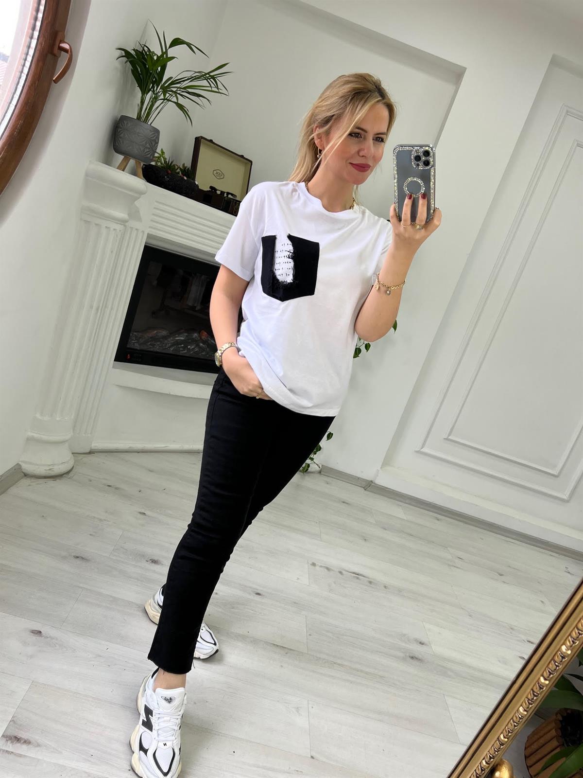Beyaz Cepli Tshirt BEYAZ