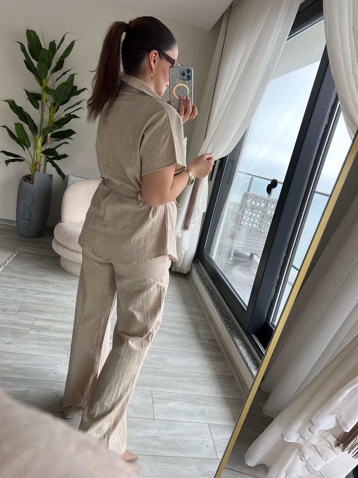 Çıtçıtlı Kısa Kollu Takım NATUREL