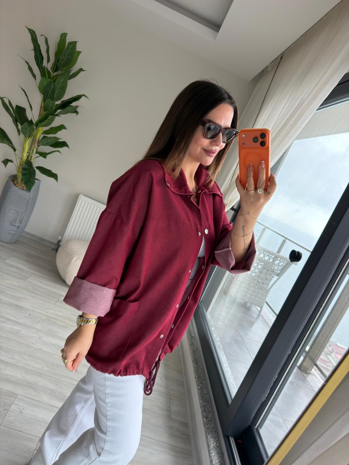 Gabardin Ceket BORDO