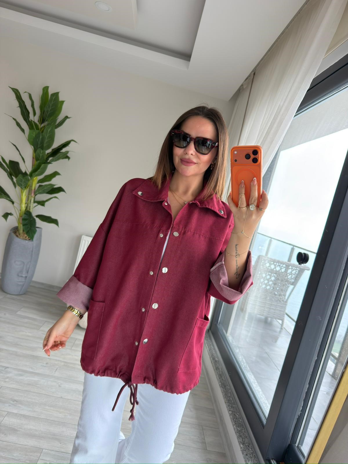 Gabardin Ceket BORDO