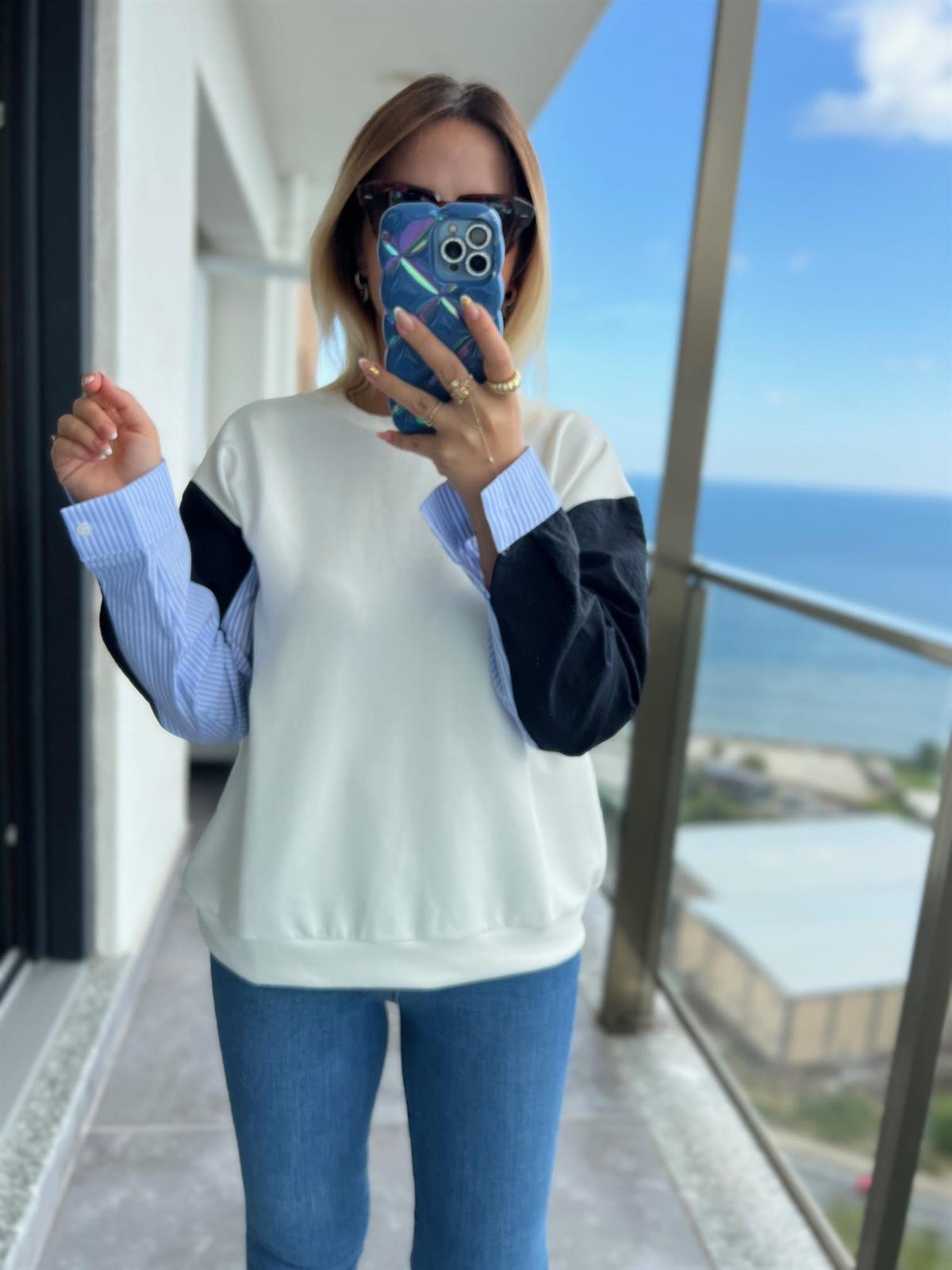 Gömlek Kollu Sweat EKRU