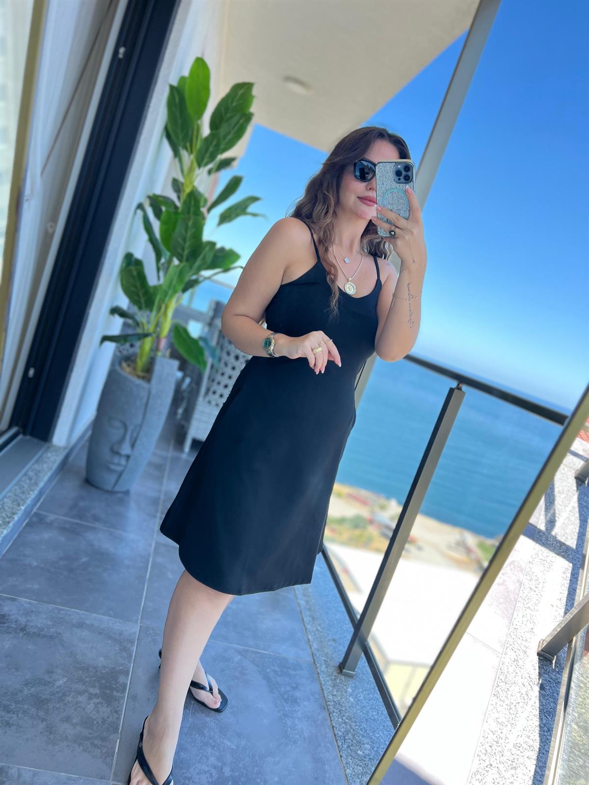İp Askılı Sandy Elbise SİYAH