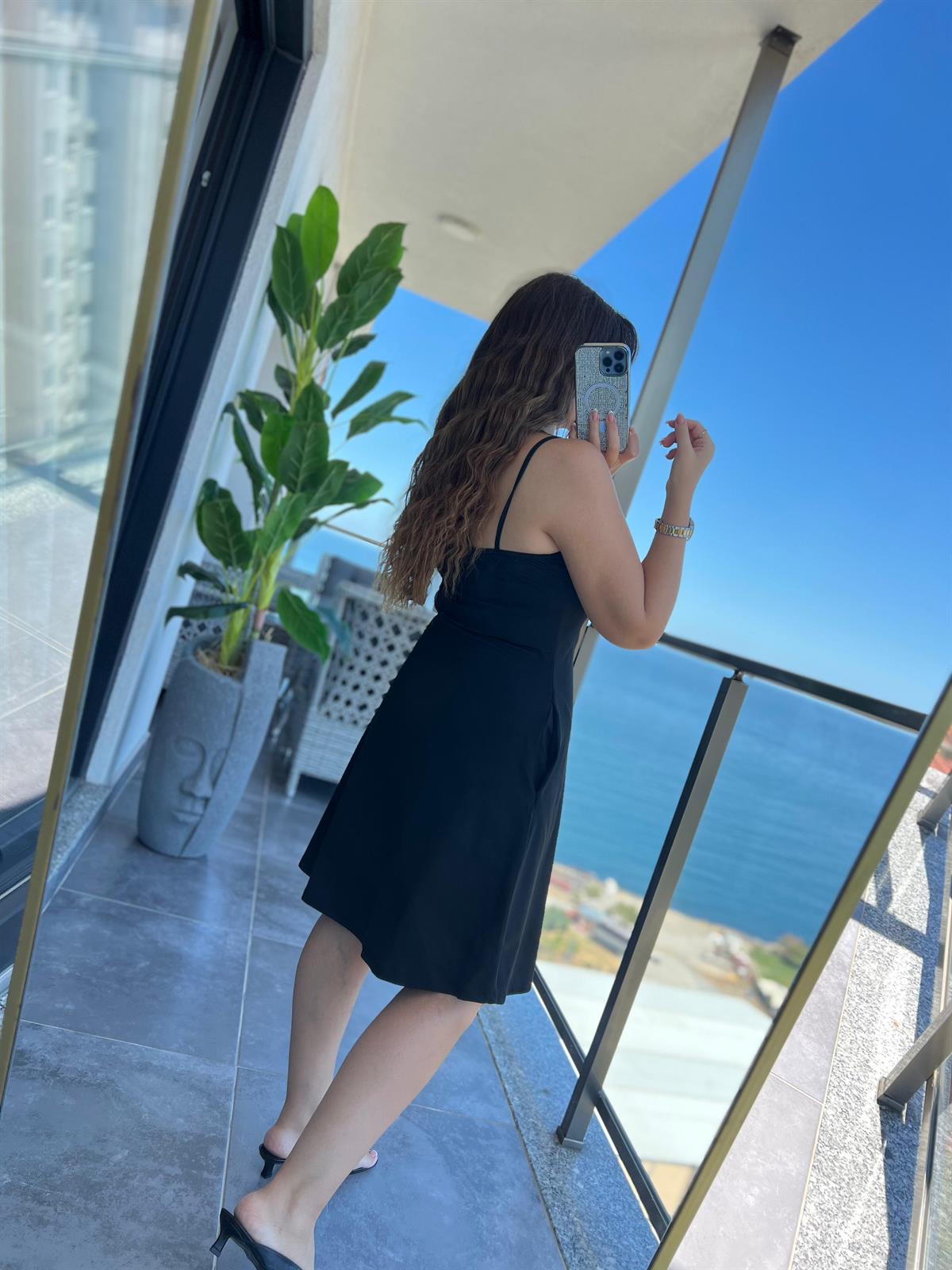 İp Askılı Sandy Elbise SİYAH