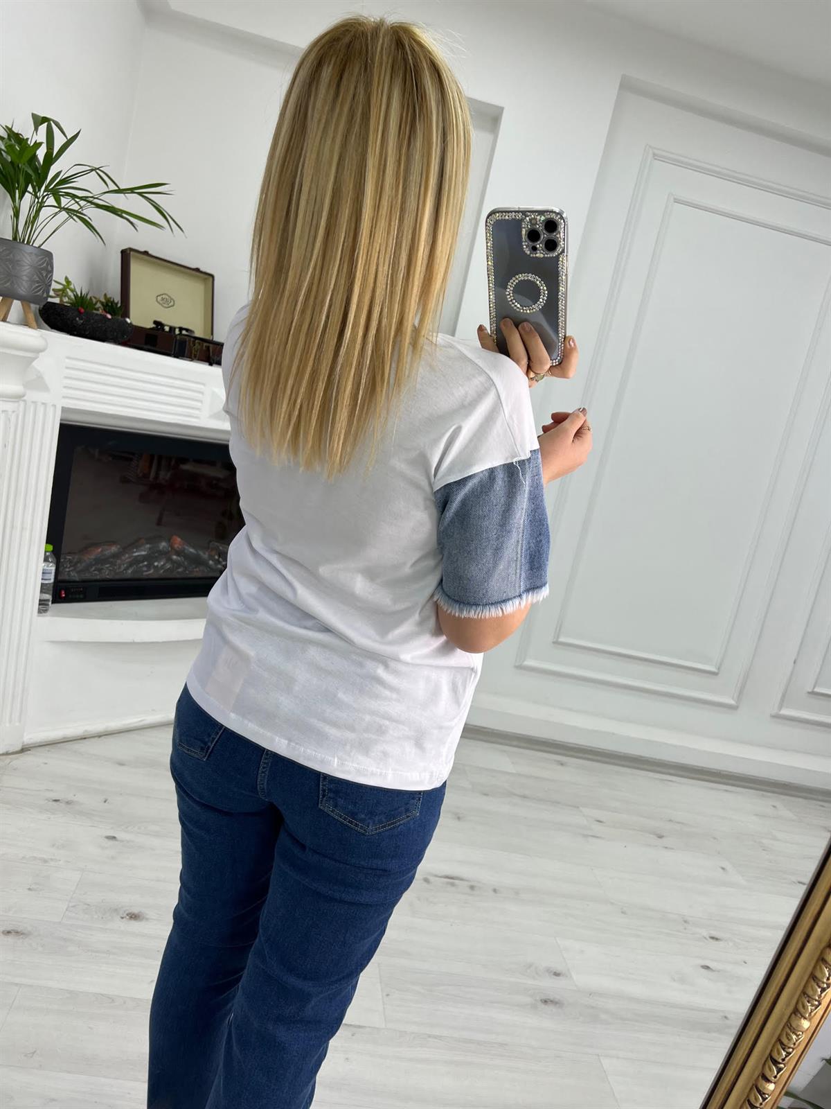 Jean Cepli Tshirt BEYAZ