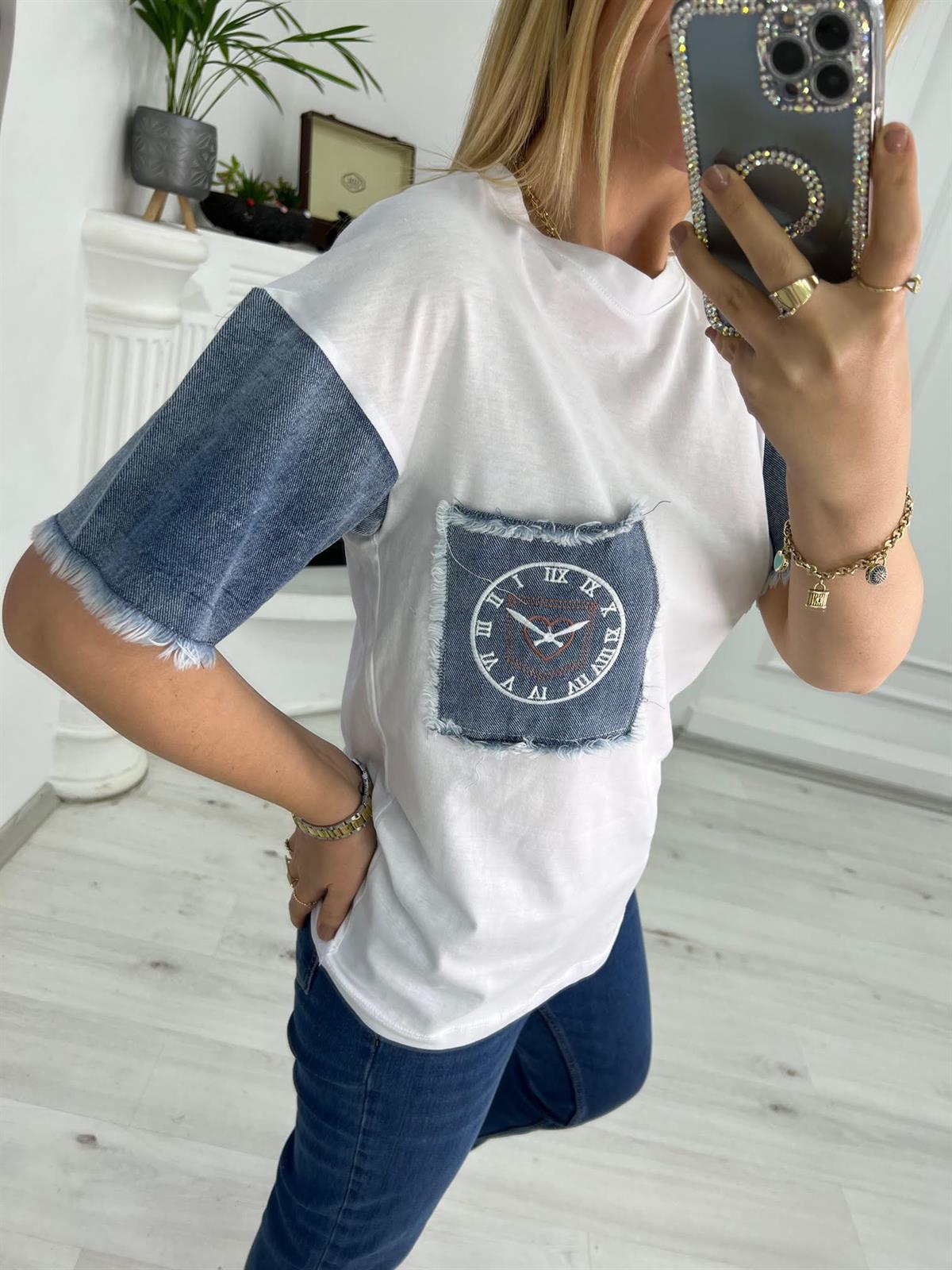 Jean Cepli Tshirt BEYAZ