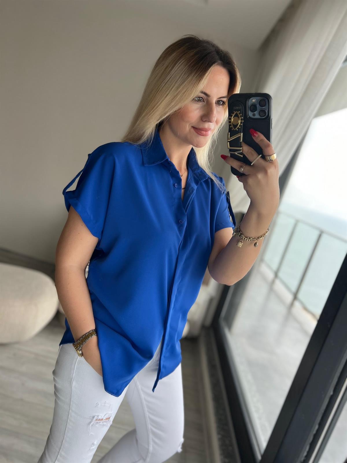 Kısa Kollu Saten Gömlek SAKS