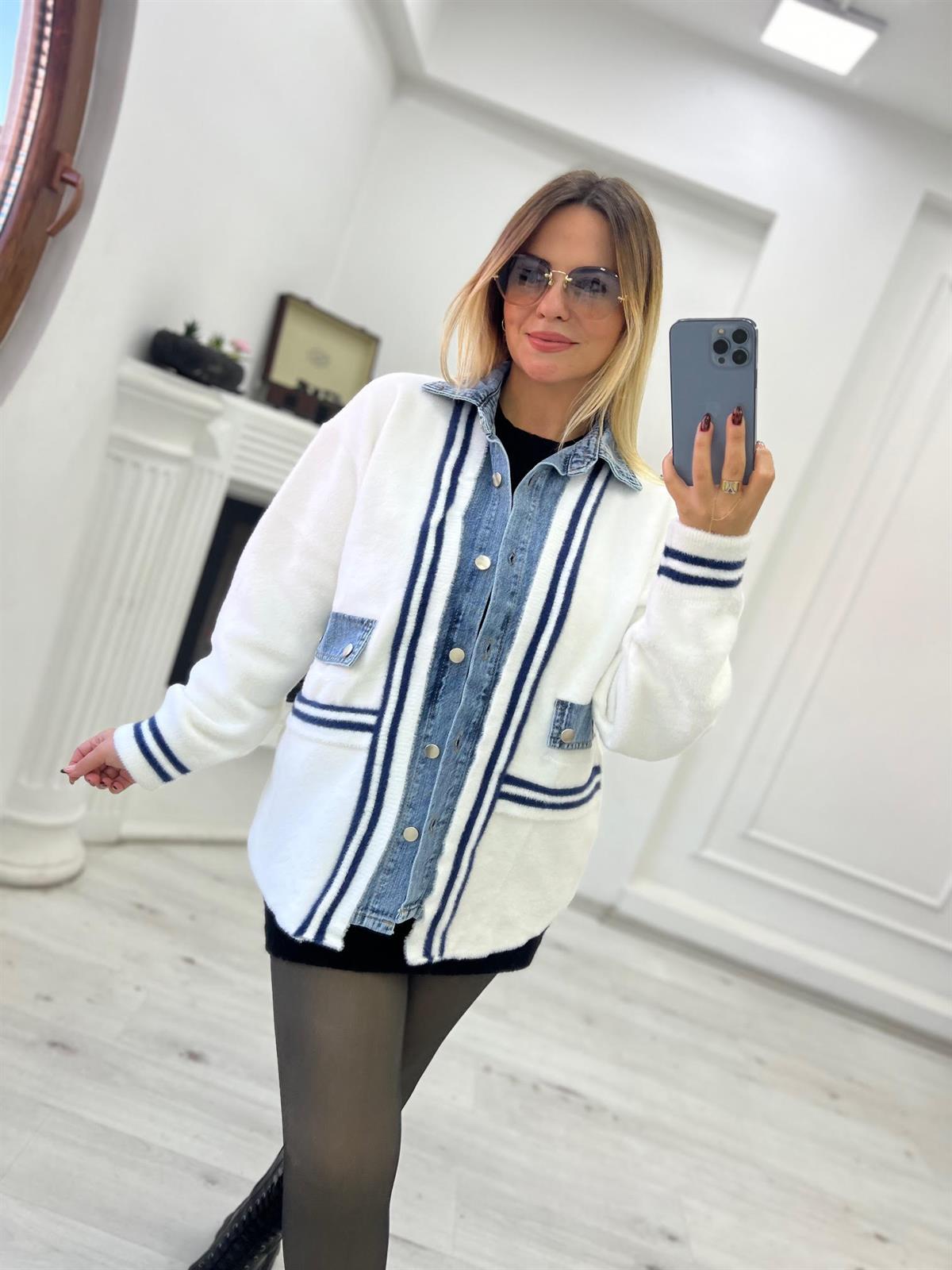 Kot Garnili Angora Hırka BEYAZ
