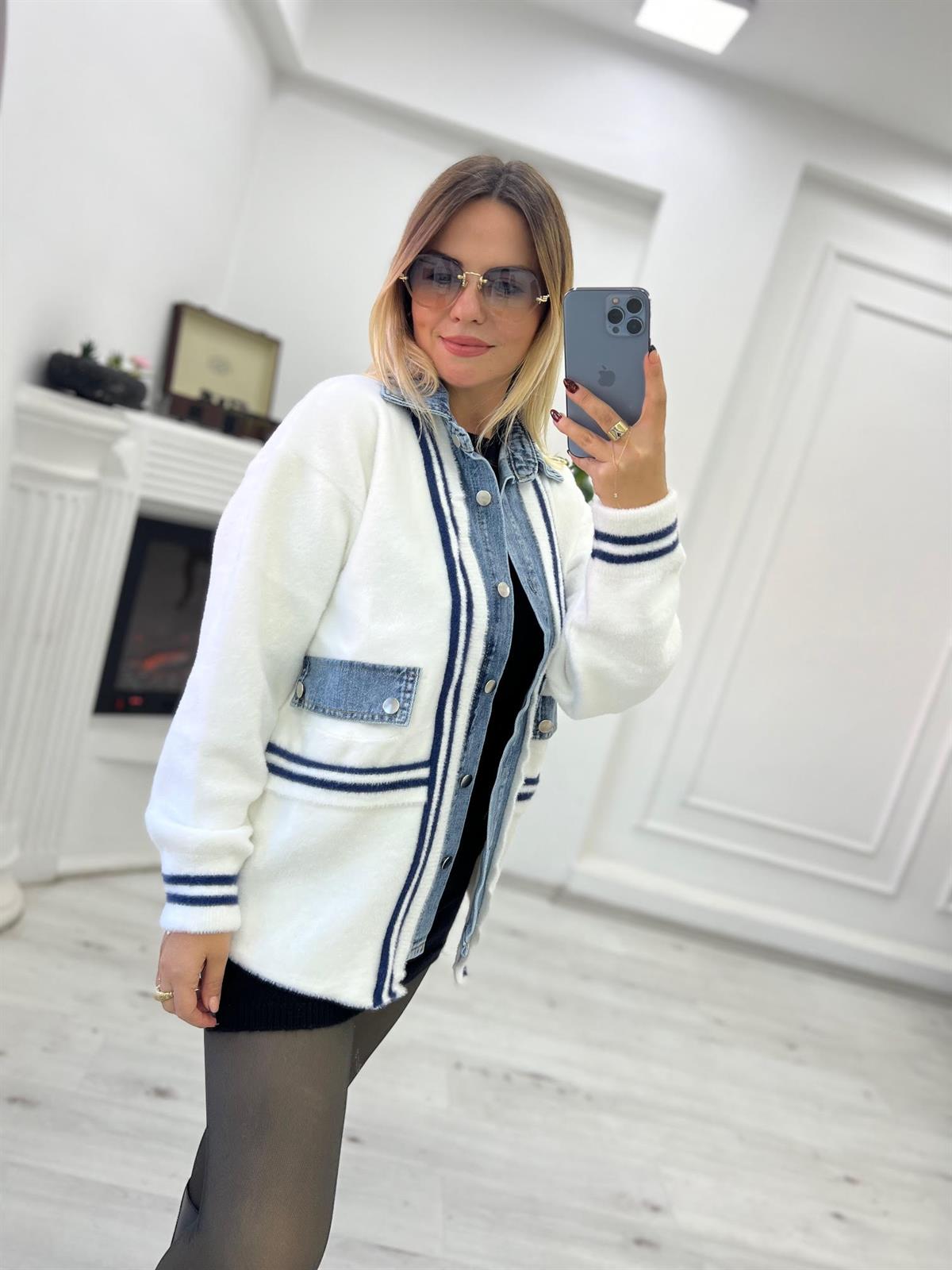 Kot Garnili Angora Hırka BEYAZ