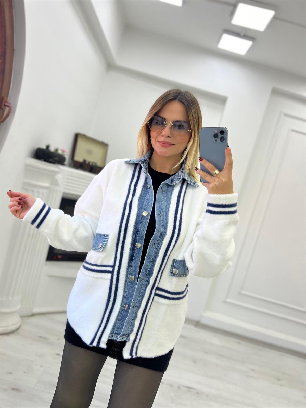 Kot Garnili Angora Hırka BEYAZ