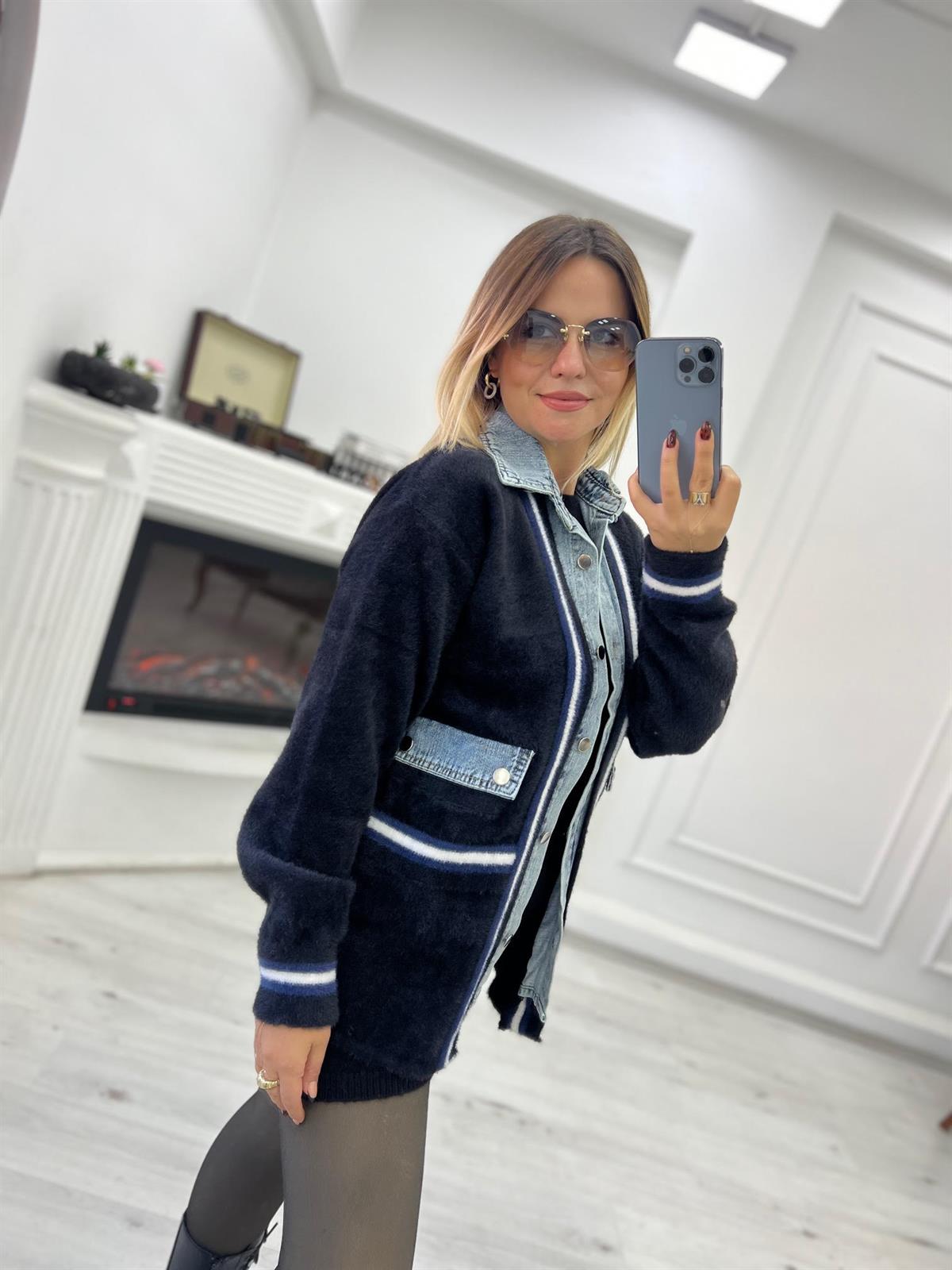 Kot Garnili Angora Hırka SİYAH