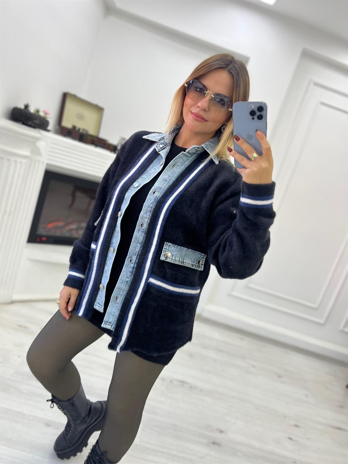 Kot Garnili Angora Hırka SİYAH