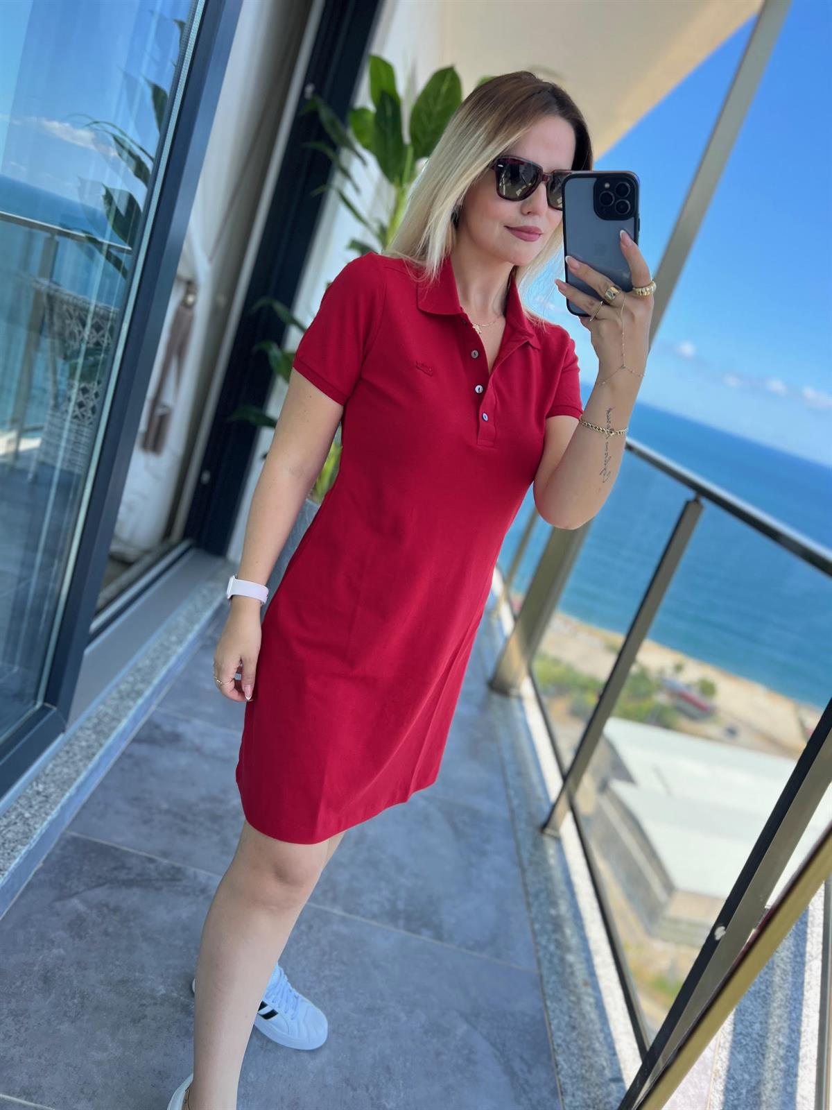 LCS Yakalı Elbise KIRMIZI