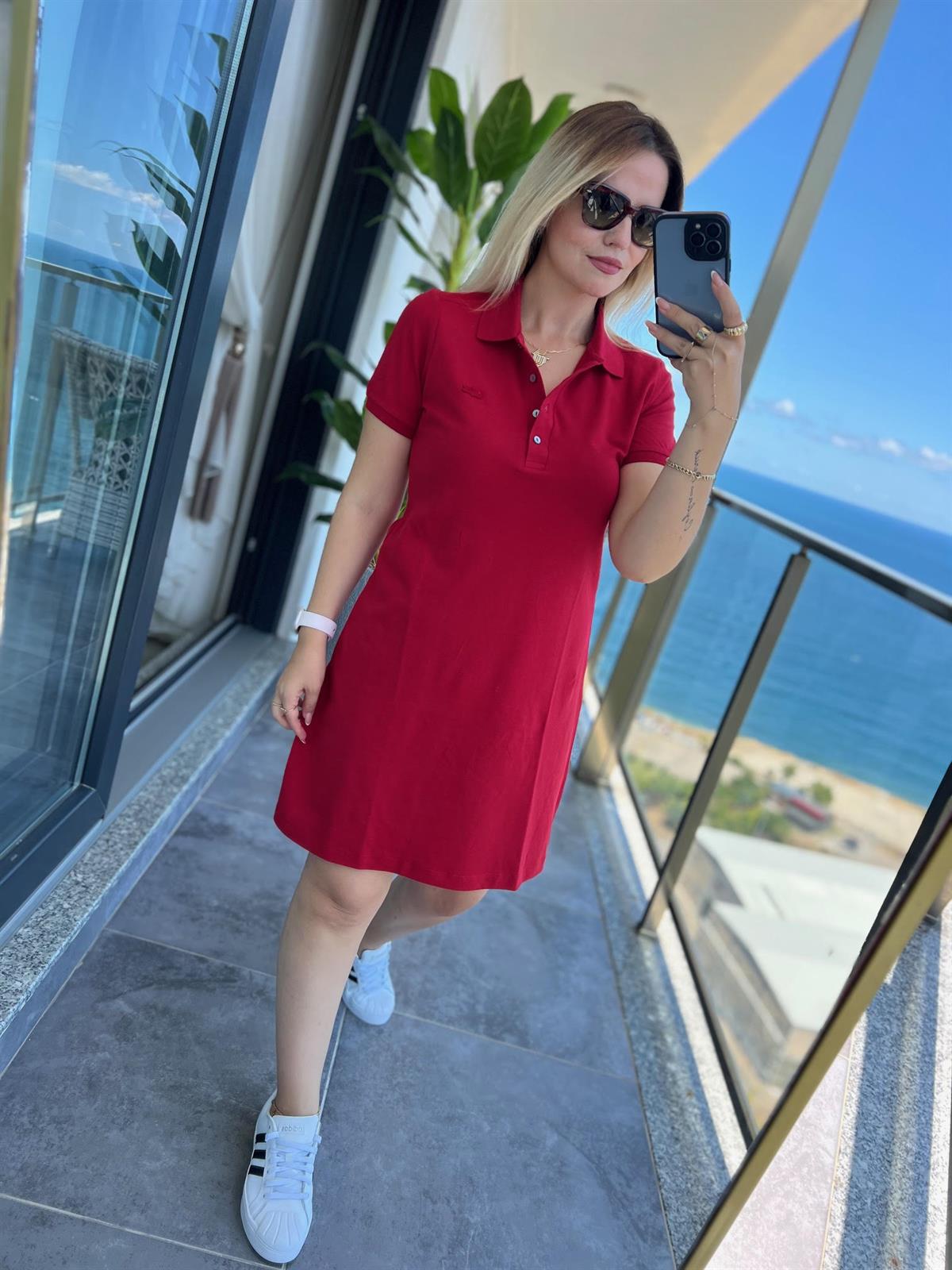 LCS Yakalı Elbise KIRMIZI